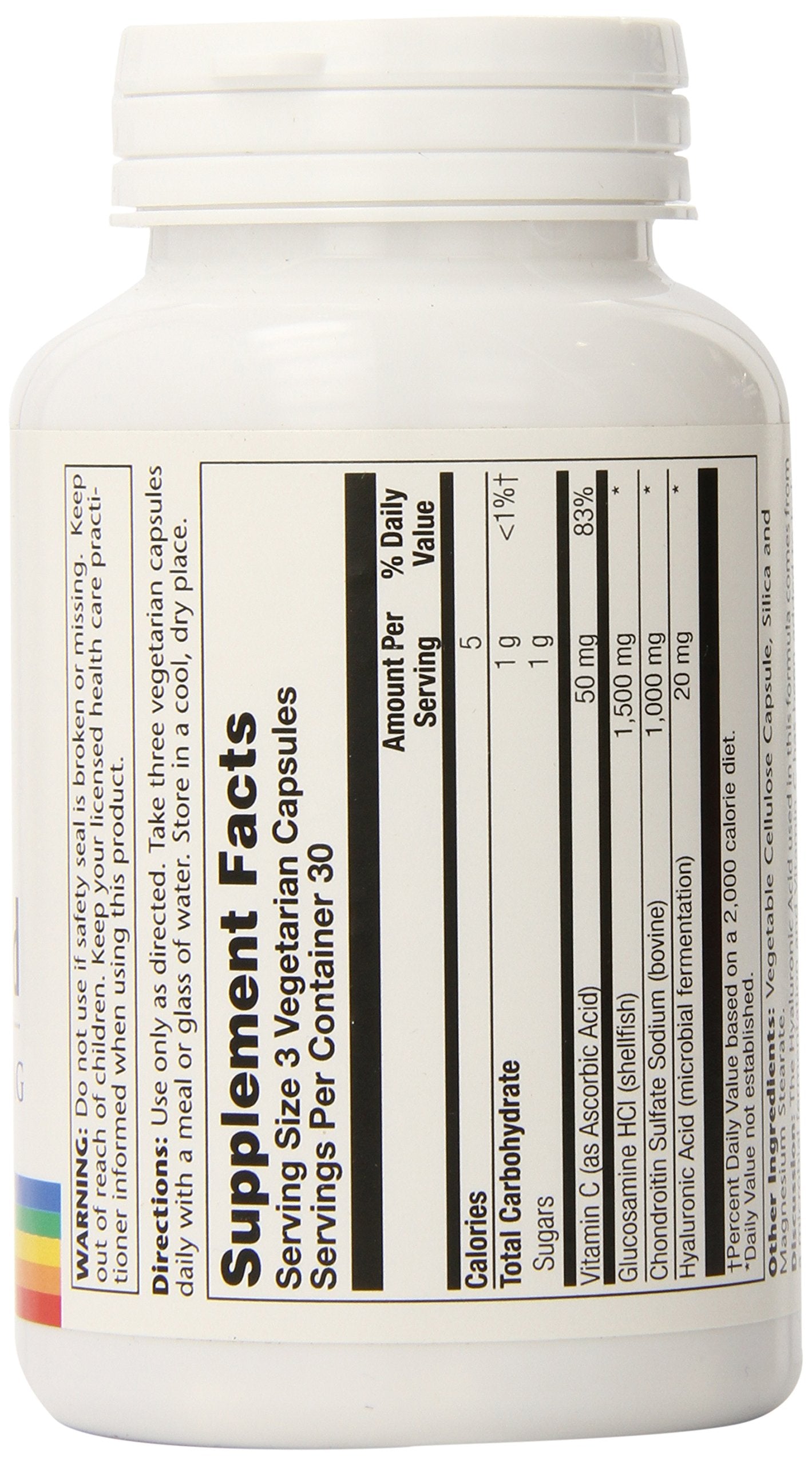SOLARAY Glucosamine Chondroitin Joint Supplement bottle side view