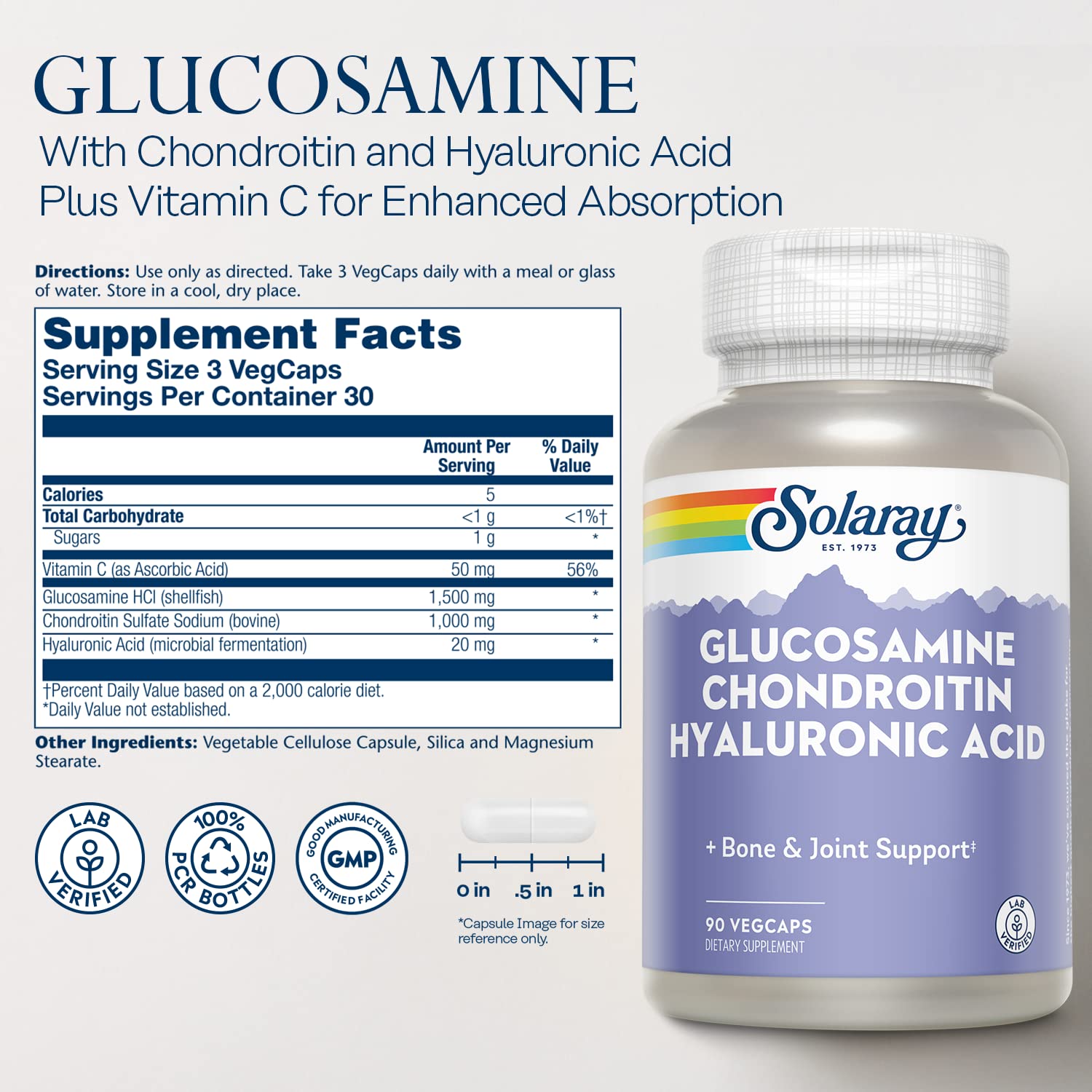 SOLARAY Glucosamine Chondroitin Joint Supplement capsules close-up