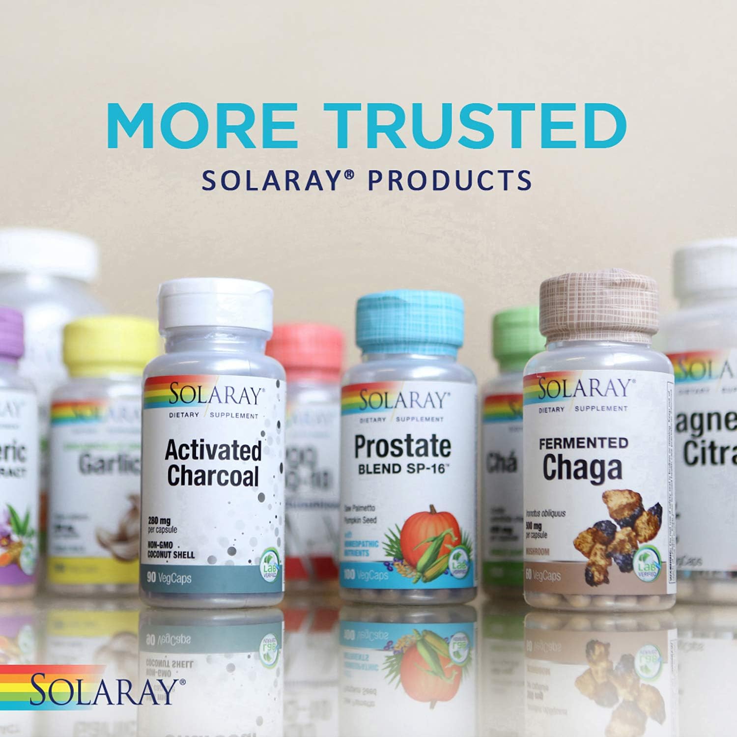SOLARAY Grape Seed Extract 190mg capsules on a wooden table