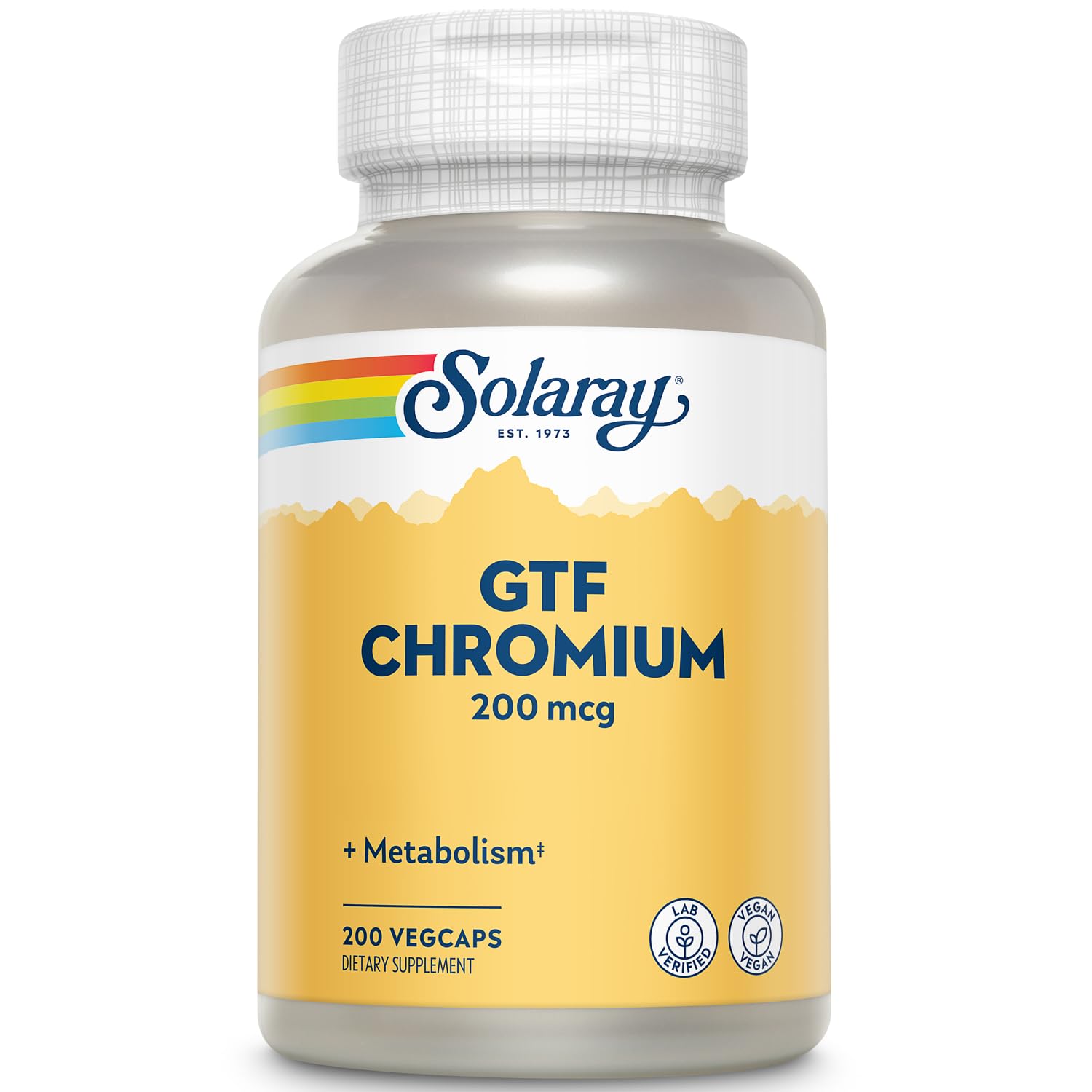 SOLARAY GTF Chromium 200mcg Supplement front view