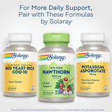 SOLARAY Hawthorn Berry Capsules 1050 mg on a wooden table
