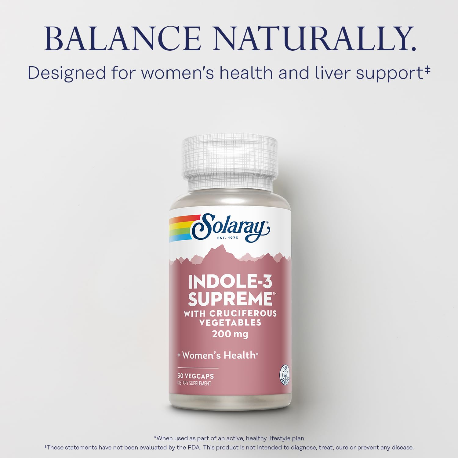 SOLARAY Indole-3 Carbinol Capsules 200mg side view