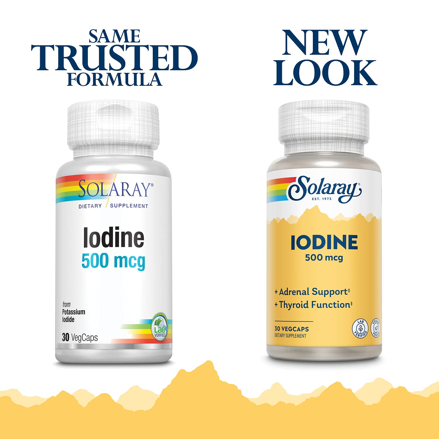 SOLARAY Iodine Pills 500 mcg side view of bottle