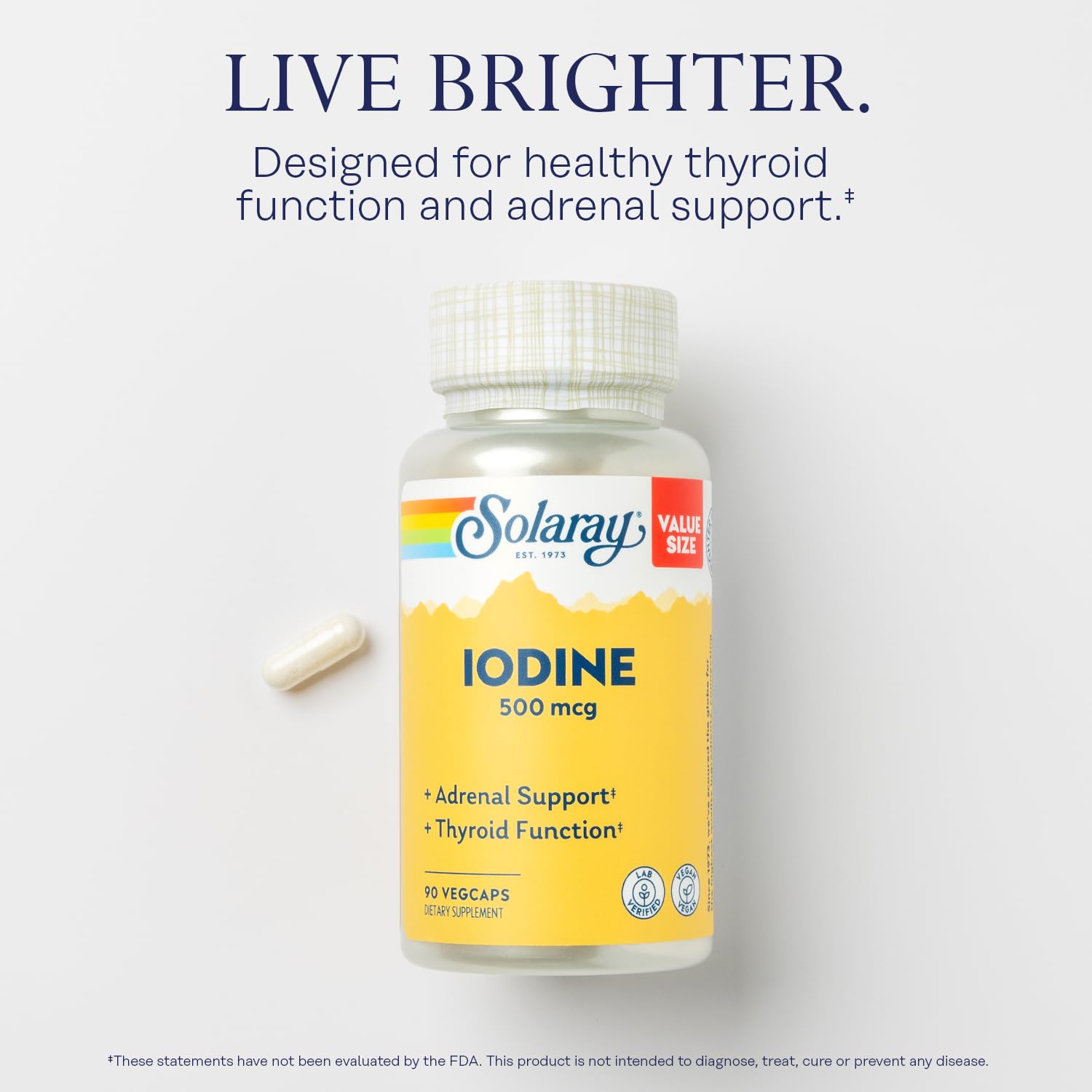 SOLARAY Iodine Supplement 145g back view with dosage information