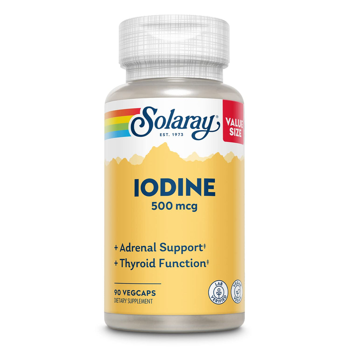 SOLARAY Iodine Supplement 145g front view with capsule bottle