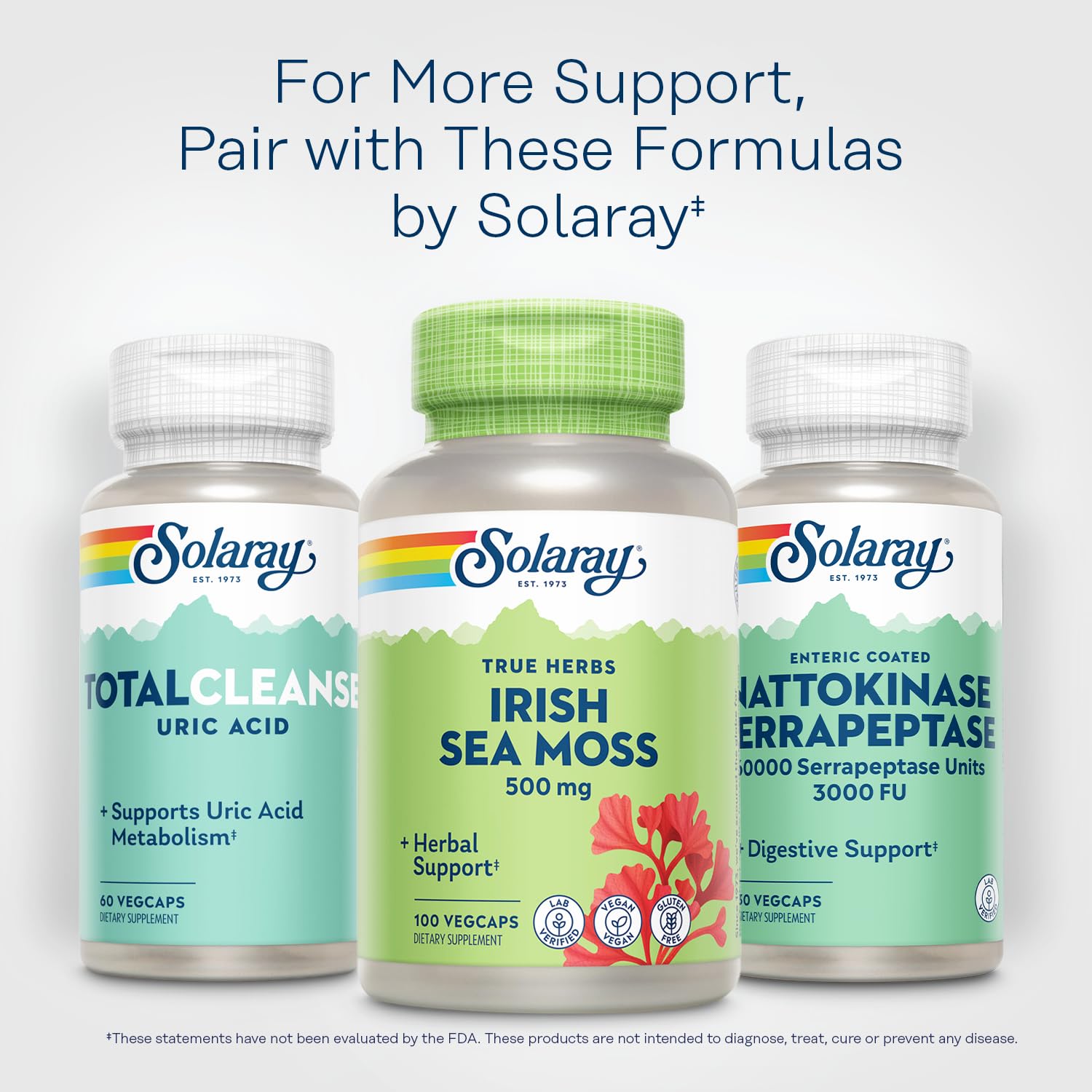SOLARAY Irish Sea Moss Capsules with a measuring spoon for dosage