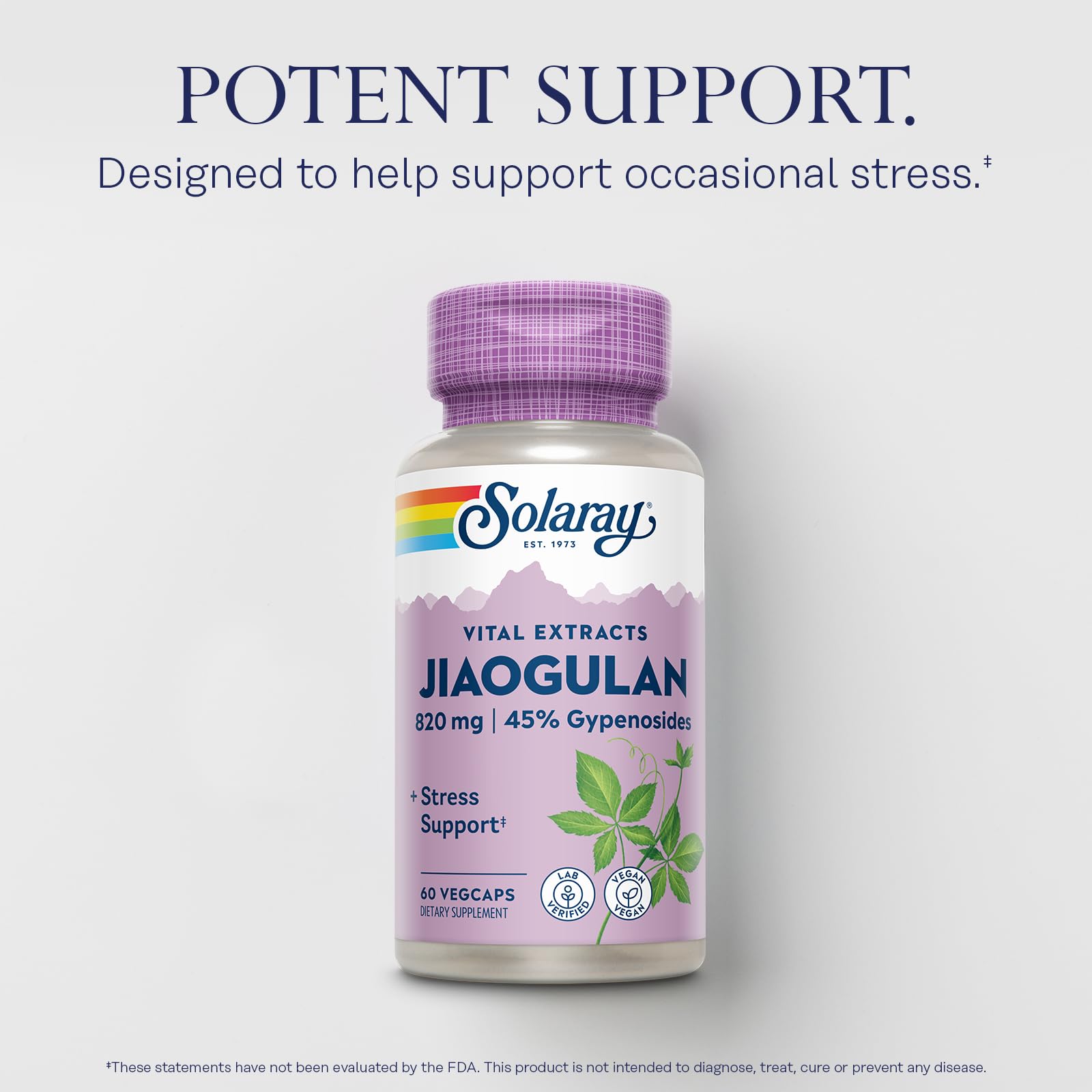 SOLARAY Jiaogulan Capsules 369mg Gypenosides bottle with label