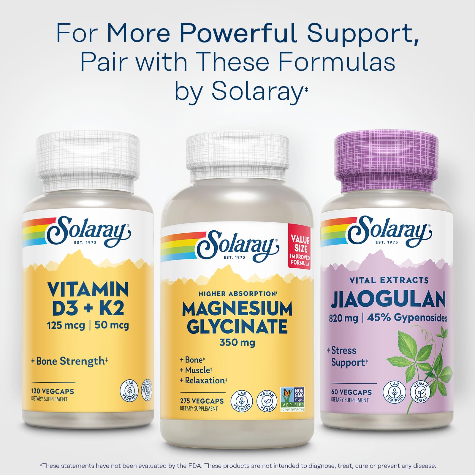 SOLARAY Jiaogulan Capsules 369mg Gypenosides with measuring spoon