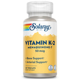 SOLARAY K-2 MK-7 Vitamin Supplement 50mcg vegan capsules front view