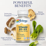 SOLARAY K2 D3 Vitamin Supplement bottle with label