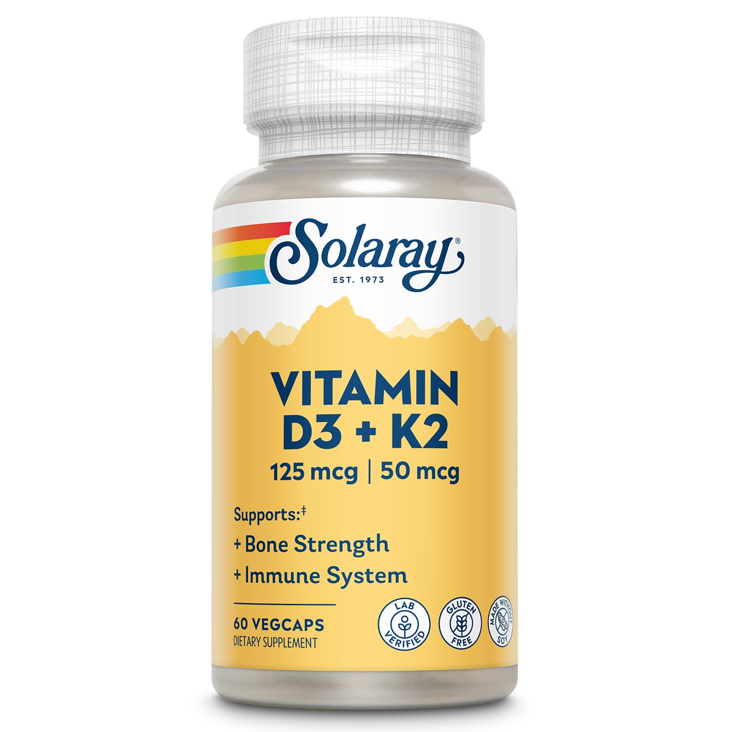 SOLARAY K2 D3 Vitamin Supplement front view