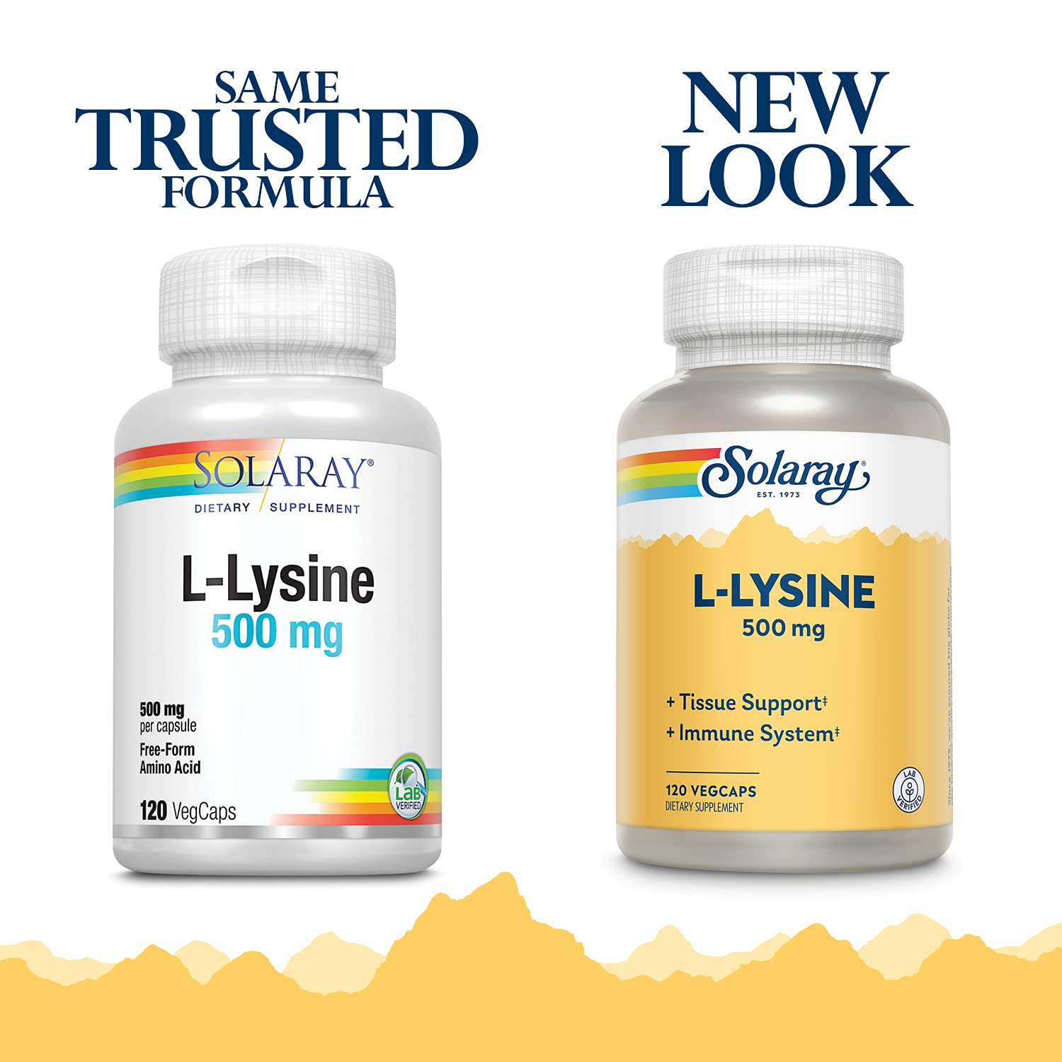 SOLARAY L-Lysine 500mg 120 VegCaps with measuring spoon