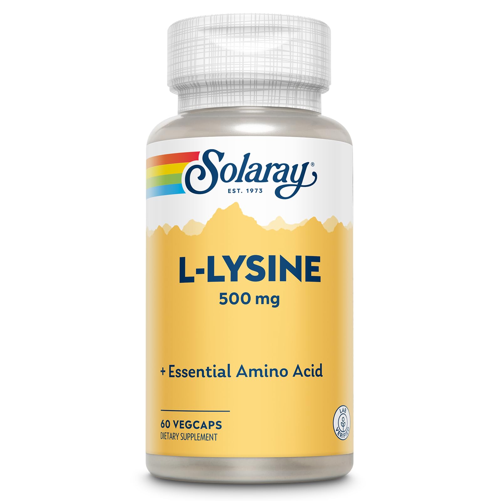 SOLARAY L-Lysine 500mg supplement front view with packaging