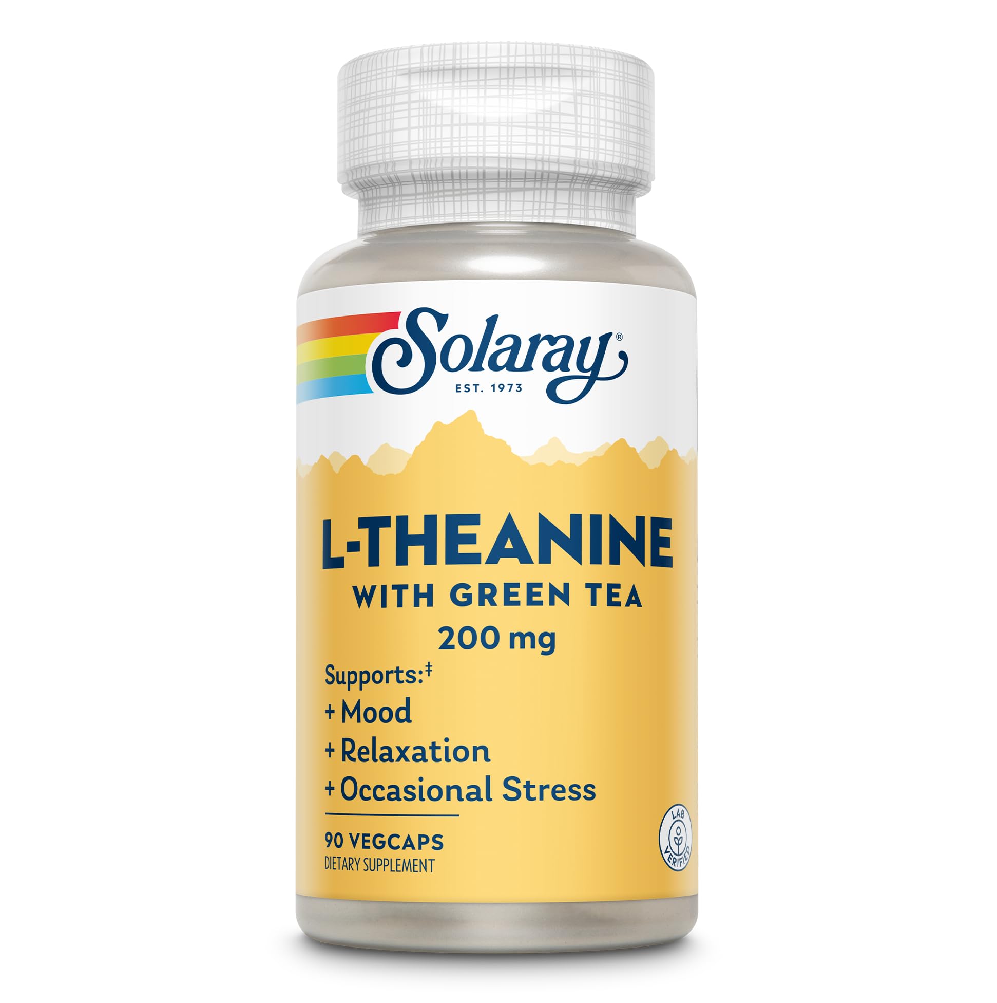 SOLARAY L-Theanine 200mg Green Tea Supplement front view