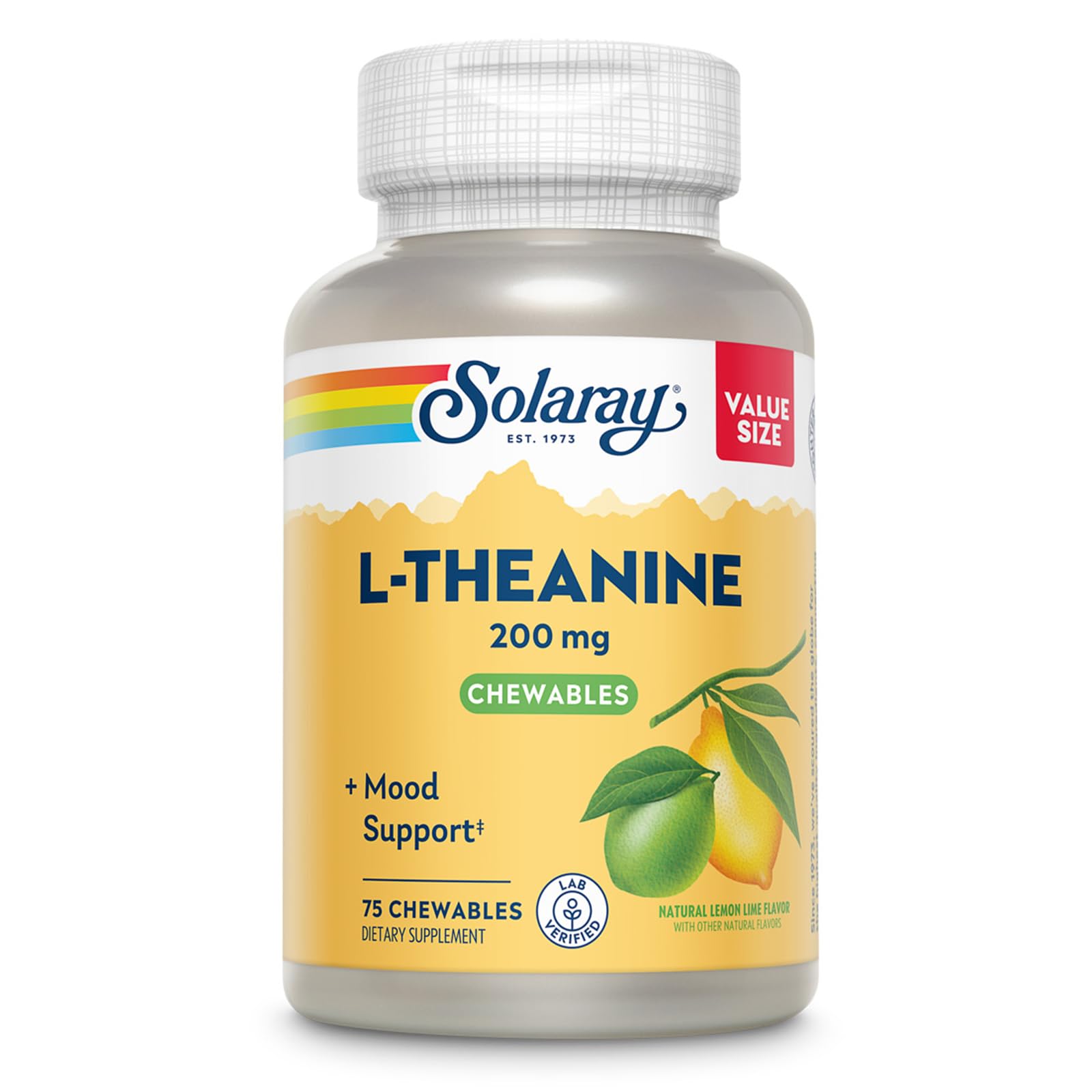 SOLARAY L-Theanine Chewable Tablets 200mg front view