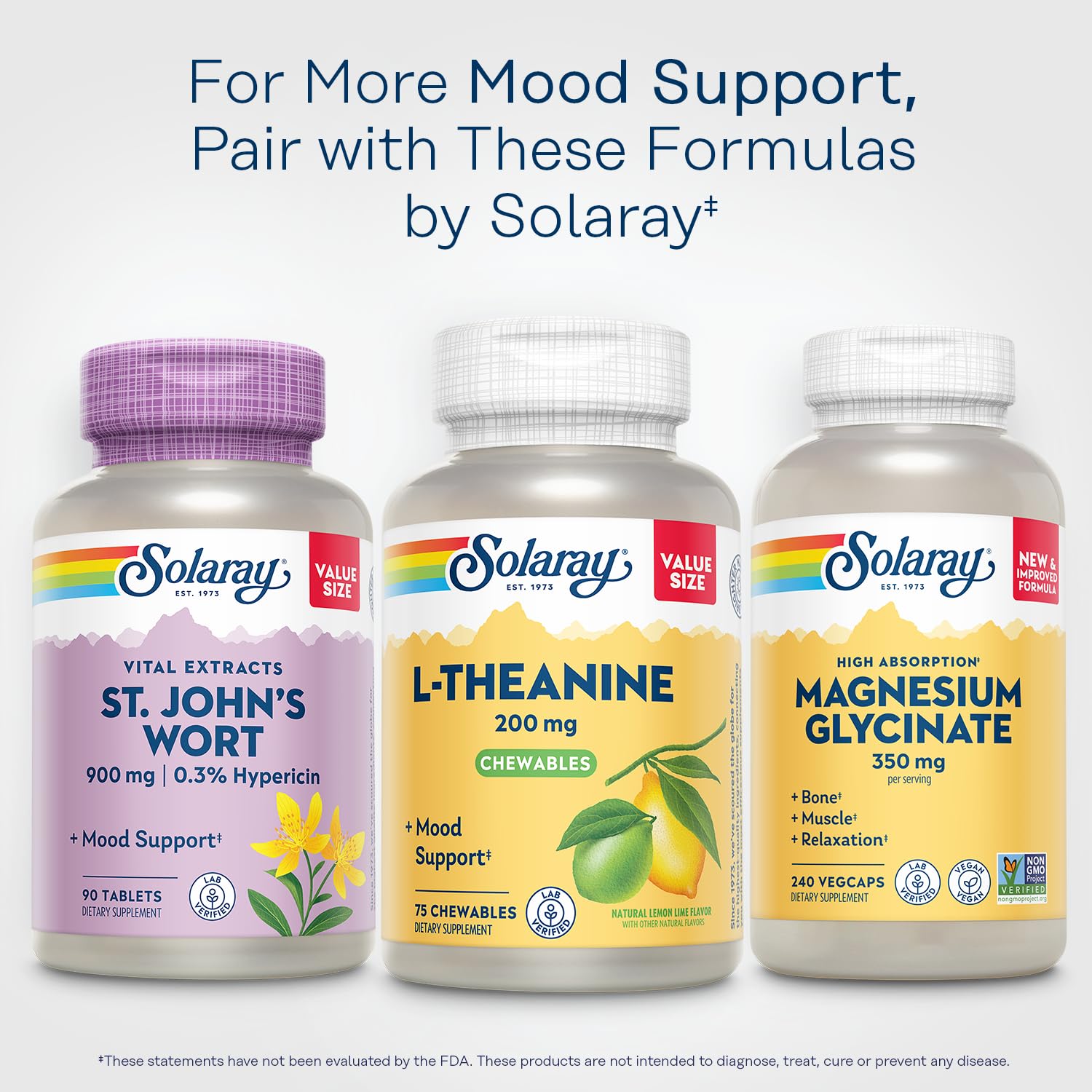 SOLARAY L-Theanine Chewable Tablets 200mg lemon lime flavour