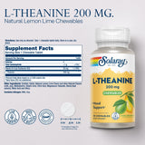 SOLARAY L-Theanine chewable tablets back view showing ingredients