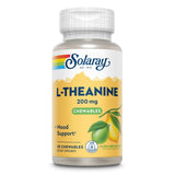 SOLARAY L-Theanine chewable tablets front view with lemon-lime flavour