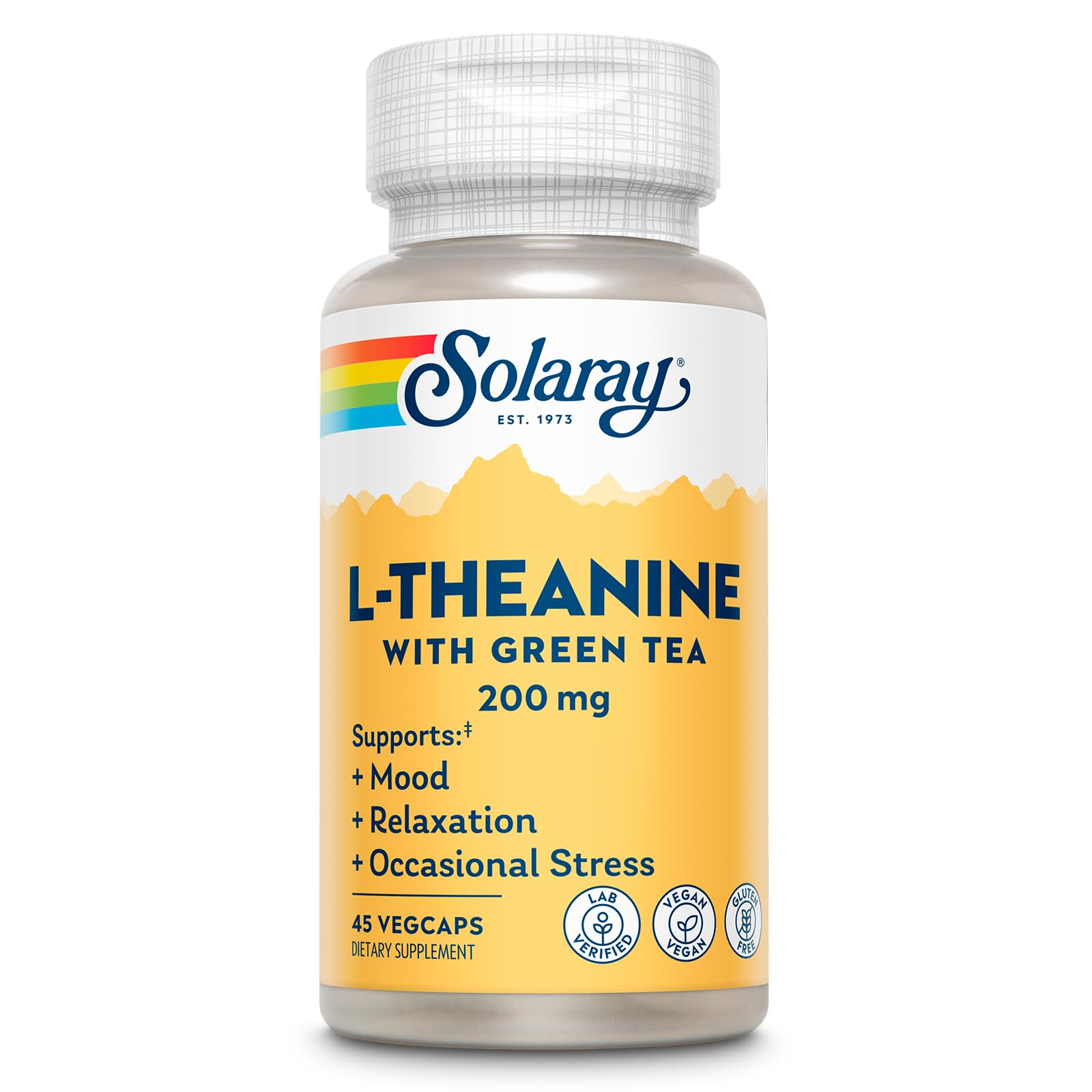 SOLARAY L-Theanine Supplement 200mg VegCap front view