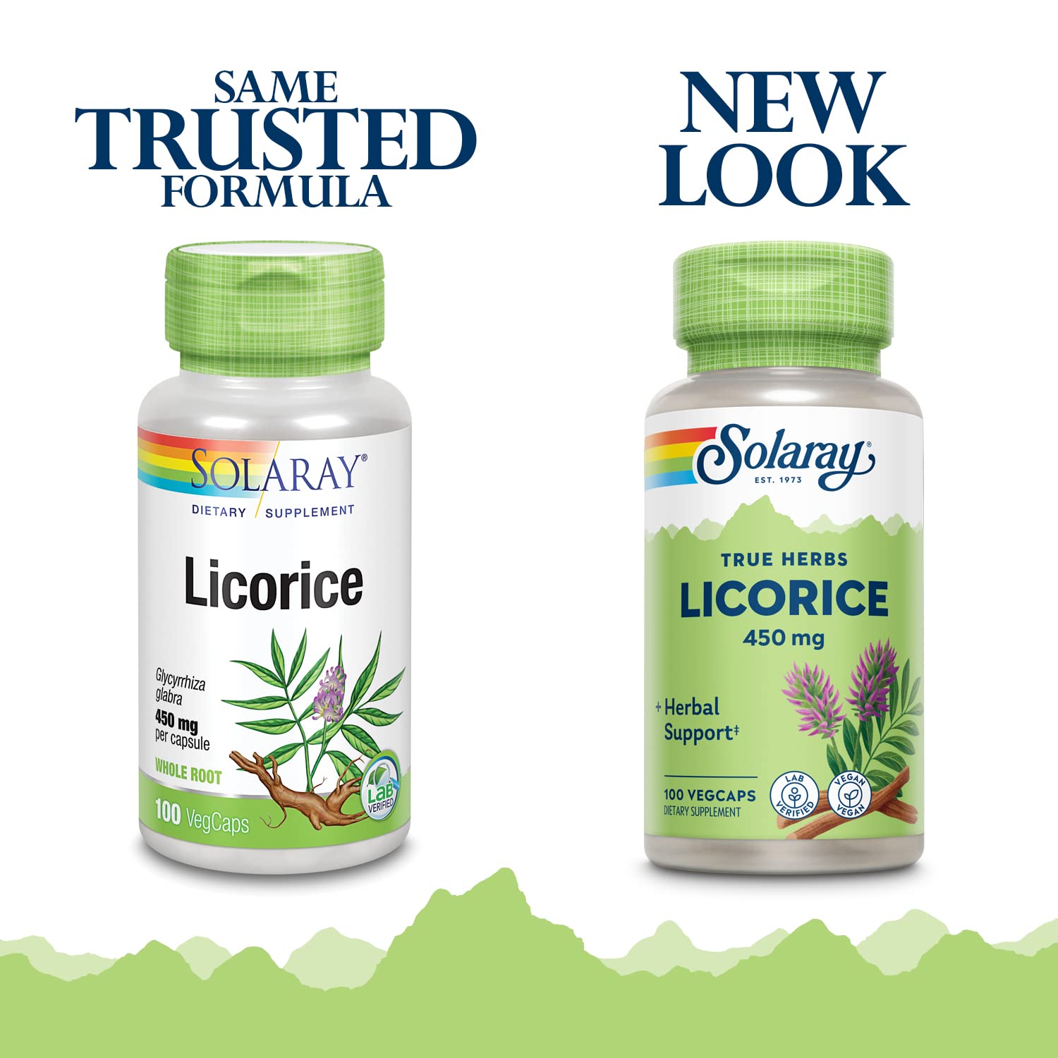 SOLARAY Licorice Root Capsules 450mg bottle side view