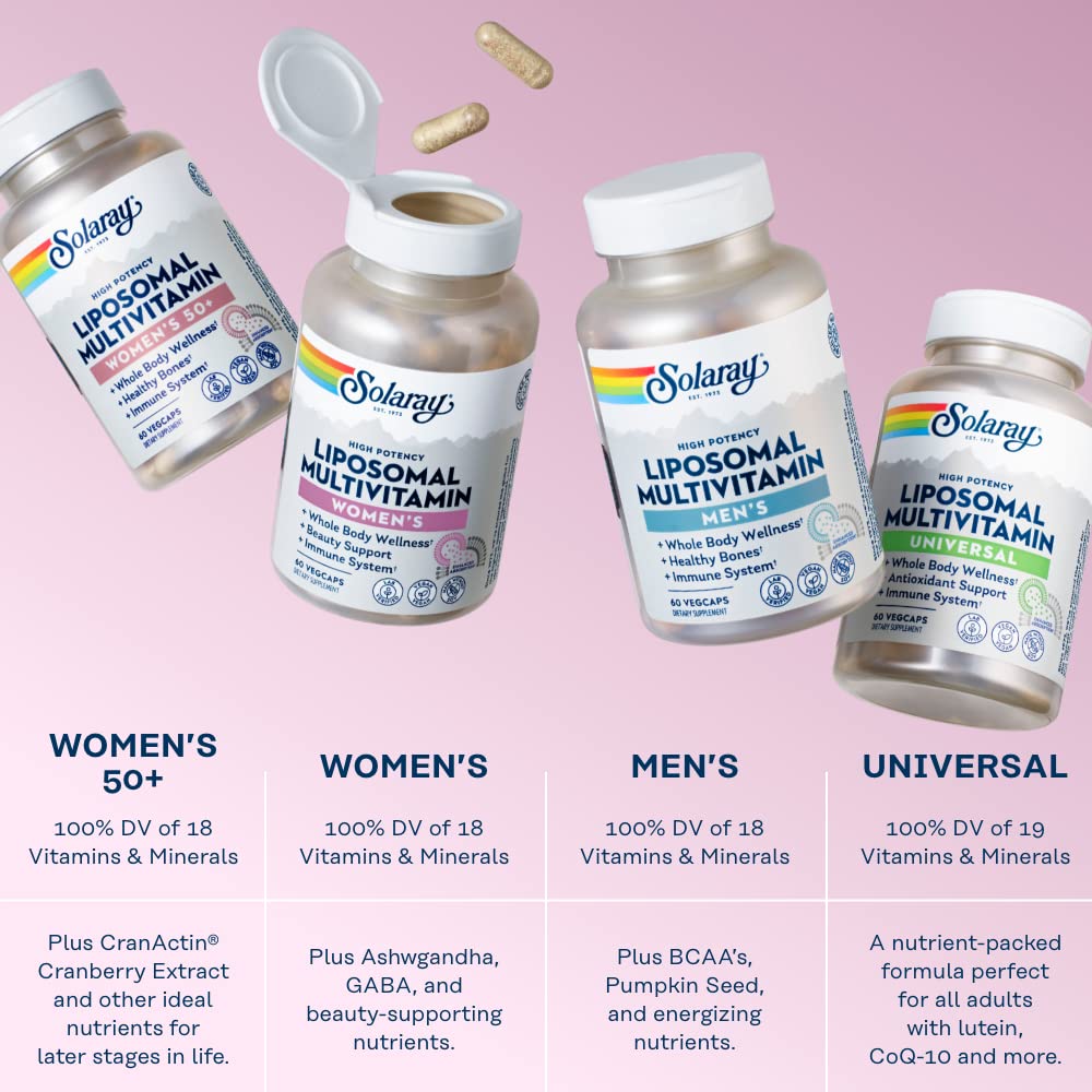 SOLARAY Liposomal Multivitamin on a wooden table