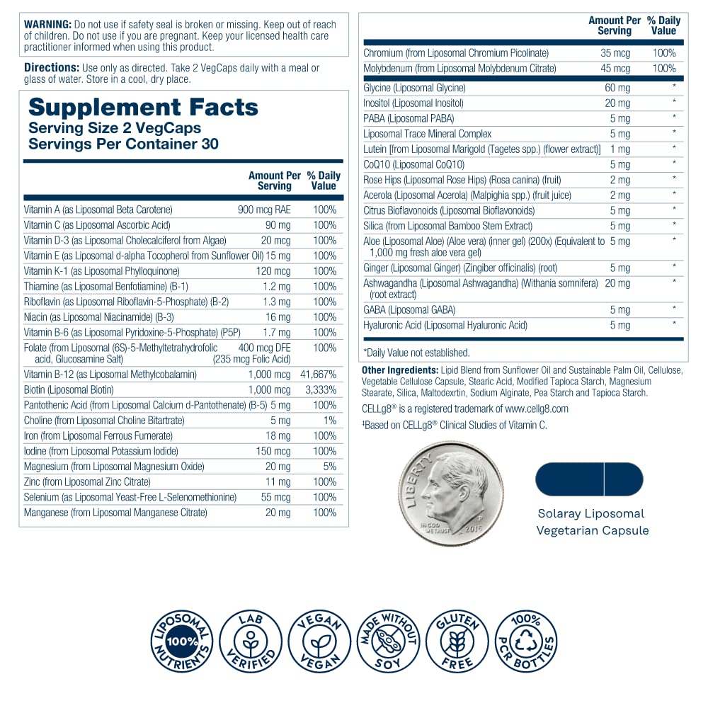 SOLARAY Liposomal Multivitamin side view