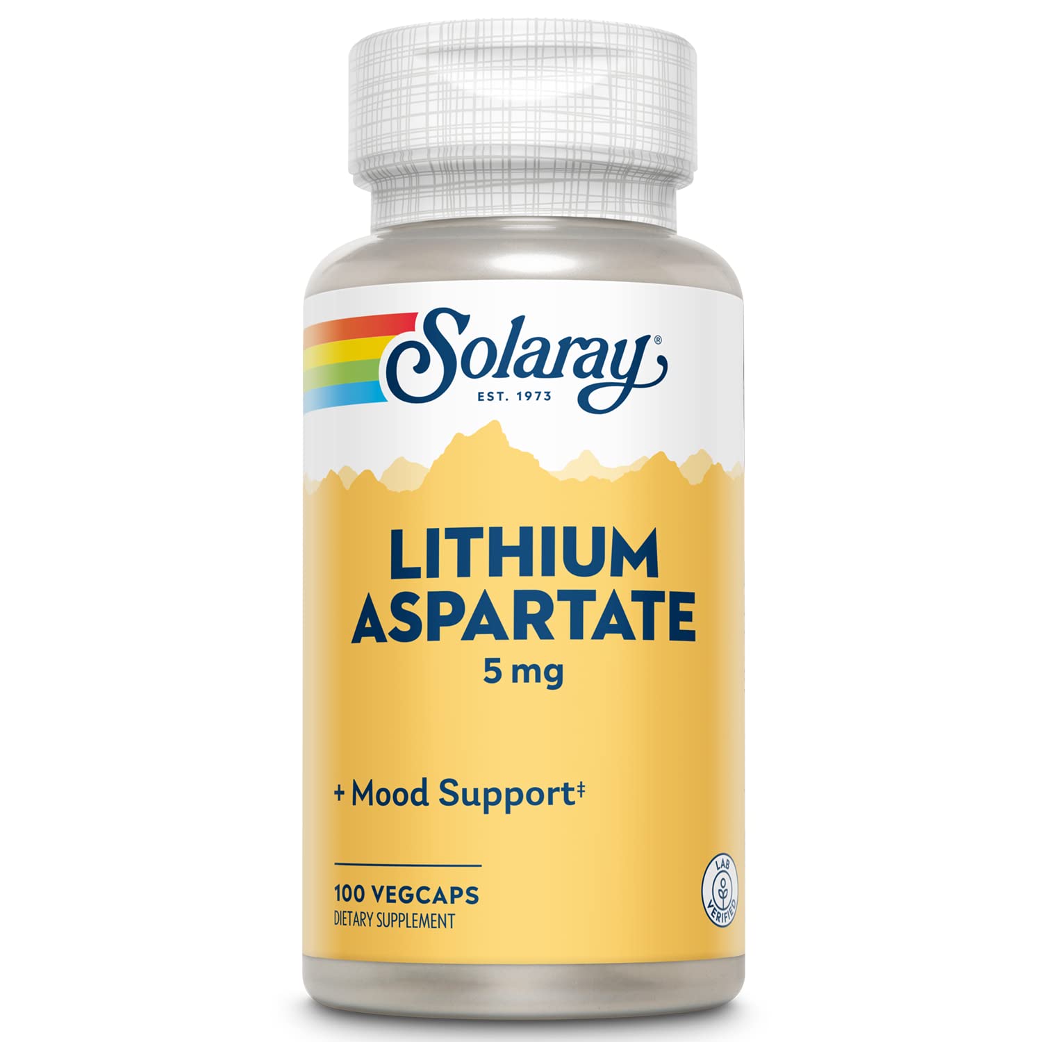 SOLARAY Lithium Aspartate Supplement 5mg front view of bottle
