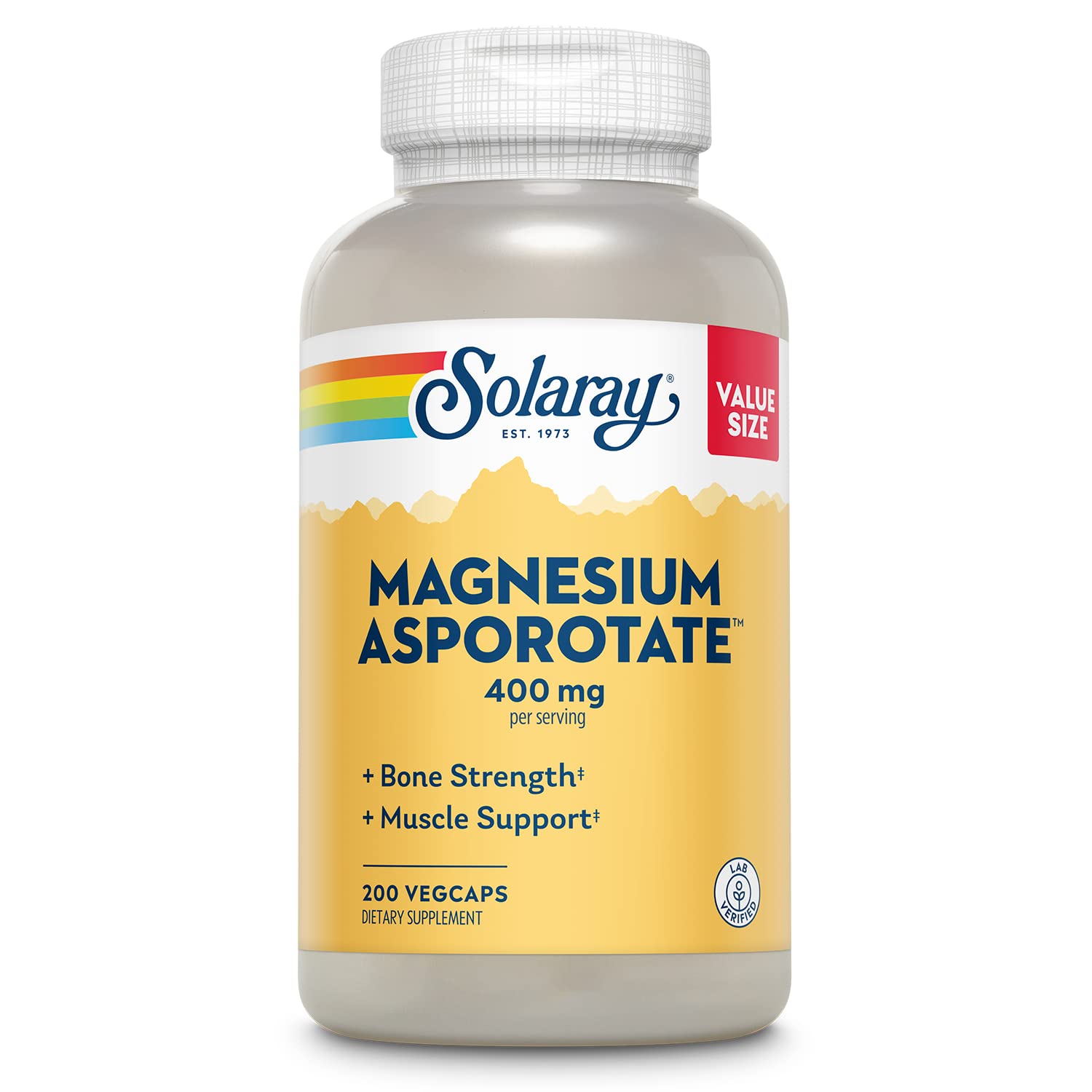 SOLARAY Magnesium Asporotate Complex 300mg capsule bottle front view