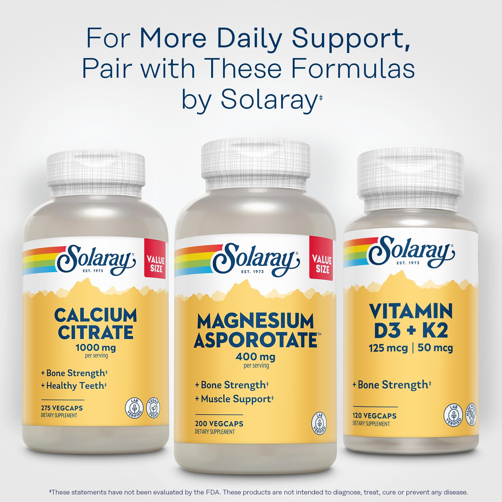 SOLARAY Magnesium Asporotate Complex 300mg capsules on a wooden surface