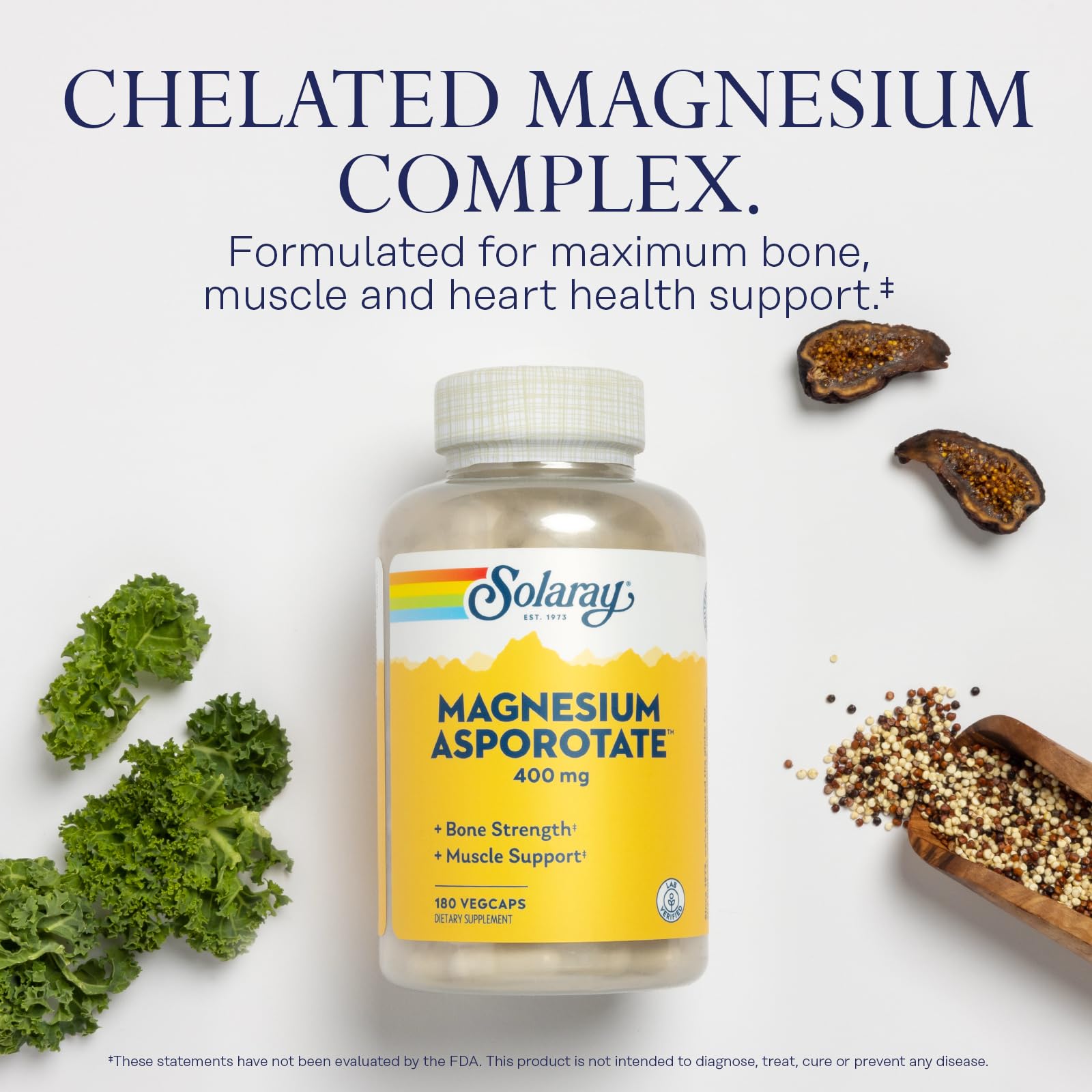 SOLARAY Magnesium Complex 400mg back view with ingredient list