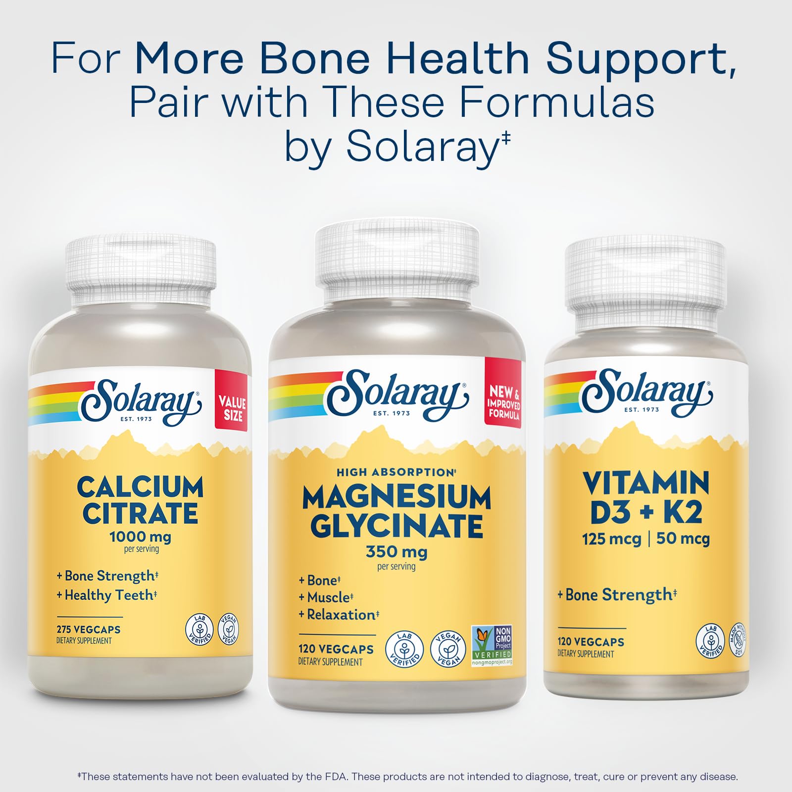 SOLARAY Magnesium Glycinate 350mg 120 Capsules with a measuring spoon