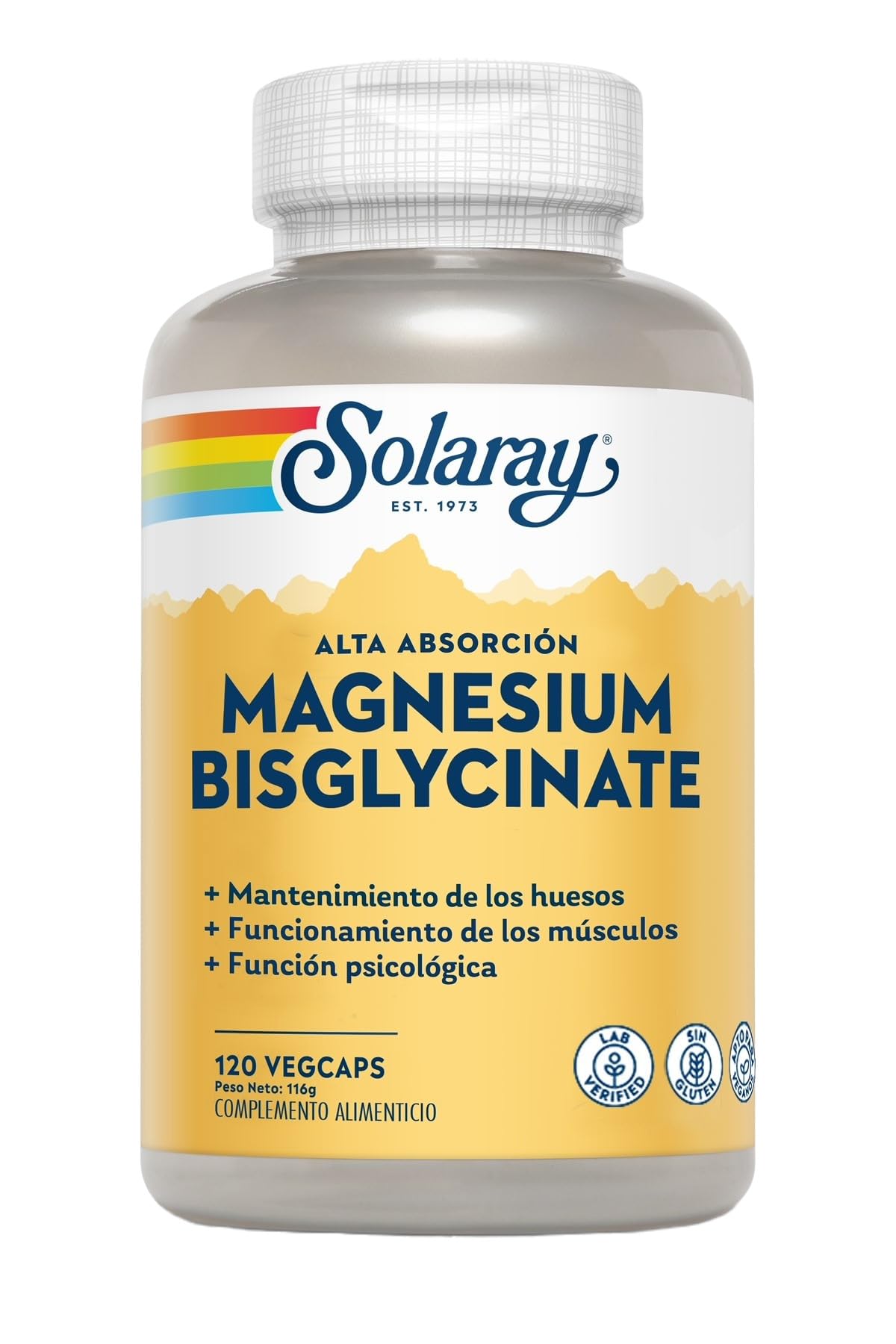 SOLARAY Magnesium Glycinate 350mg 120 Capsules with packaging