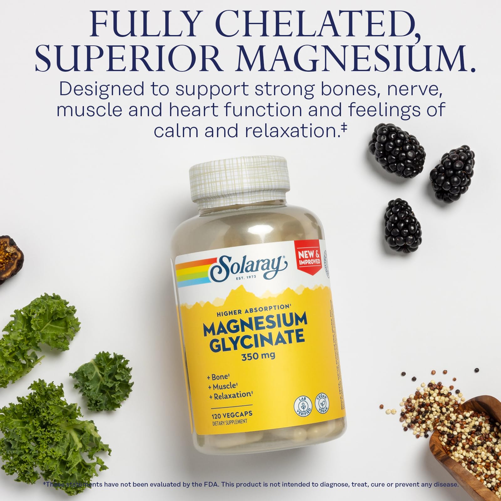 SOLARAY Magnesium Glycinate with Vitamin D3 & K2 capsule close-up