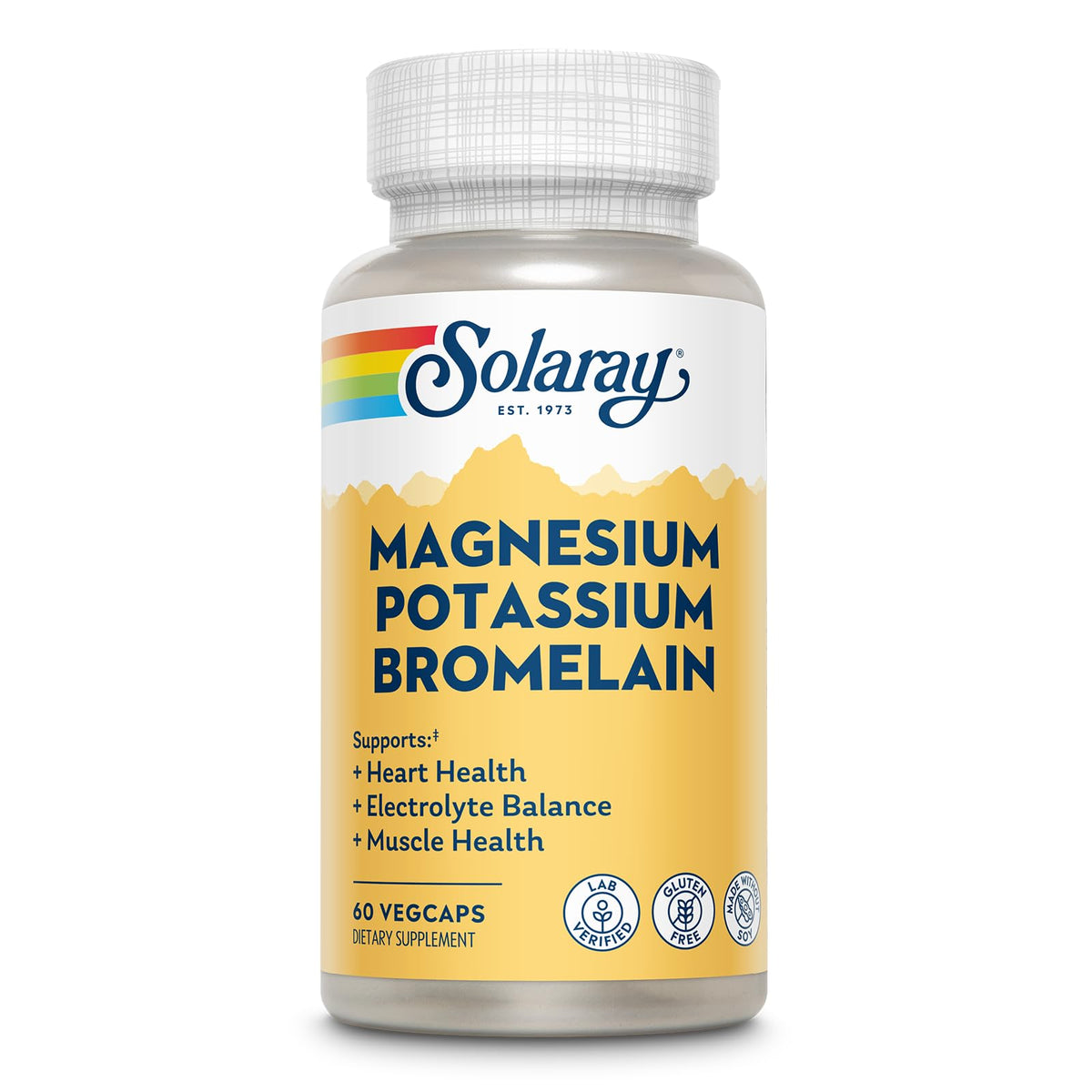 SOLARAY Magnesium Potassium Bromelain 300mg front view