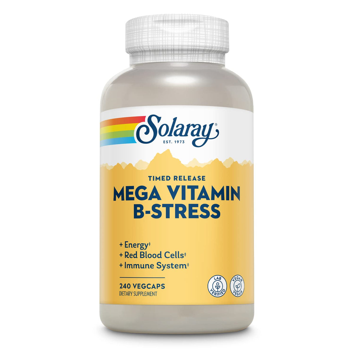 SOLARAY Mega Vitamin B-Stress 60 capsules front view