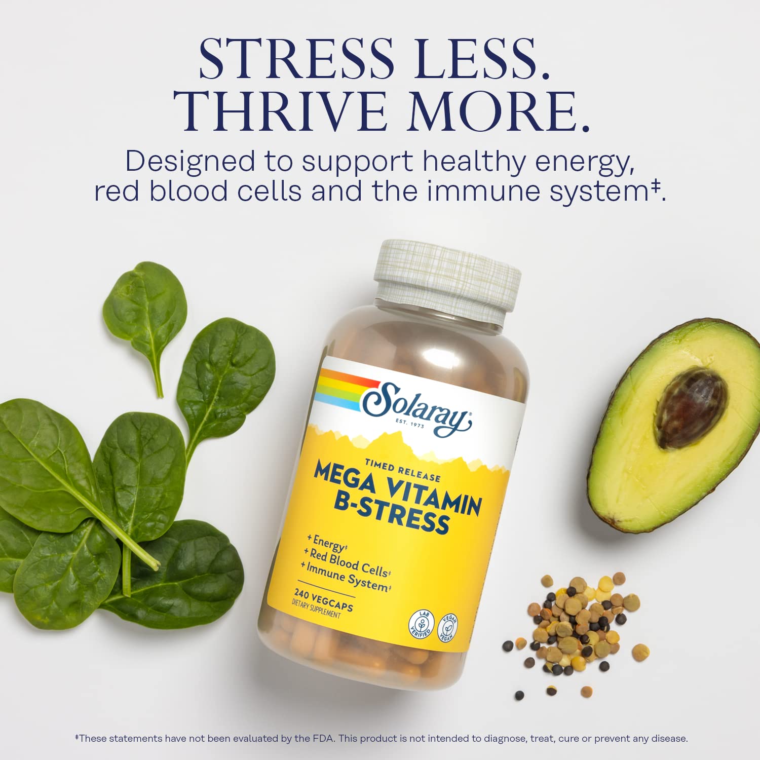 SOLARAY Mega Vitamin B-Stress capsules close-up