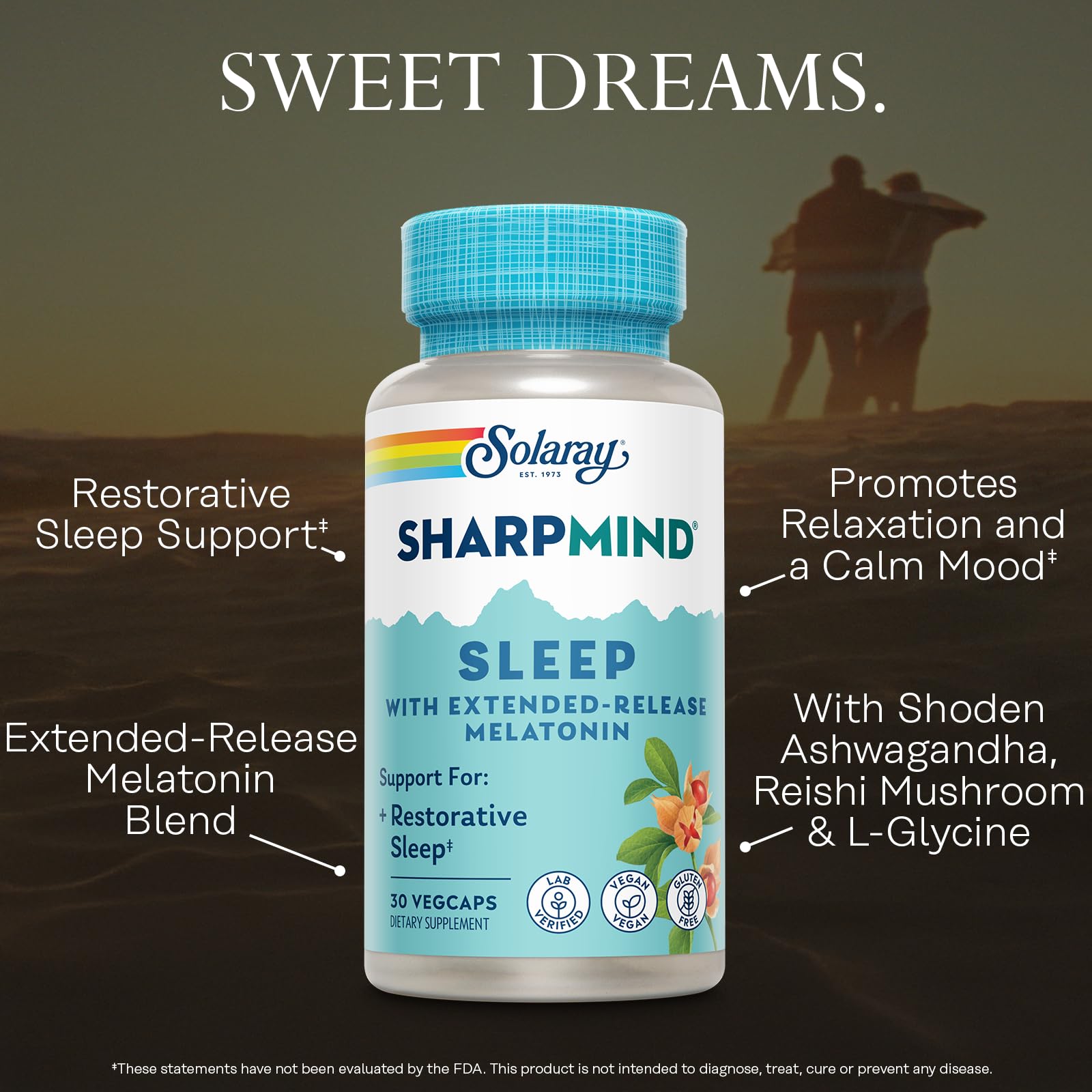 SOLARAY Melatonin 3mg Supplement side view with label
