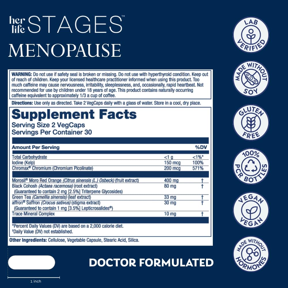 SOLARAY Menopause Support Capsules bottle side view