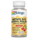 SOLARAY Methyl B-12 Methyl Folate Cherry 2000 mcg lozenges front view