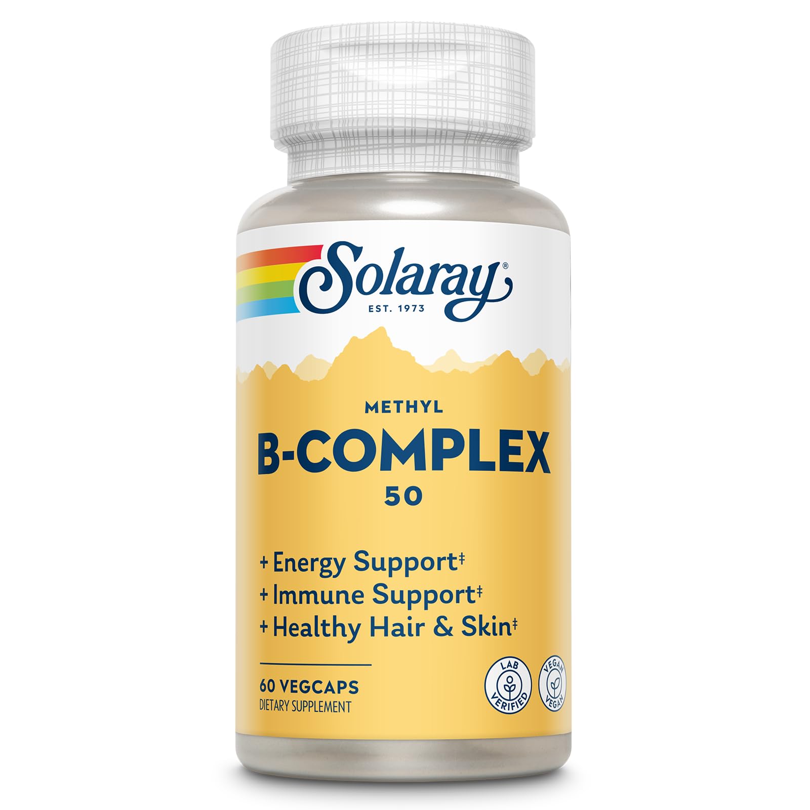 SOLARAY Methylated B Complex Vitamins 60 Capsules front view