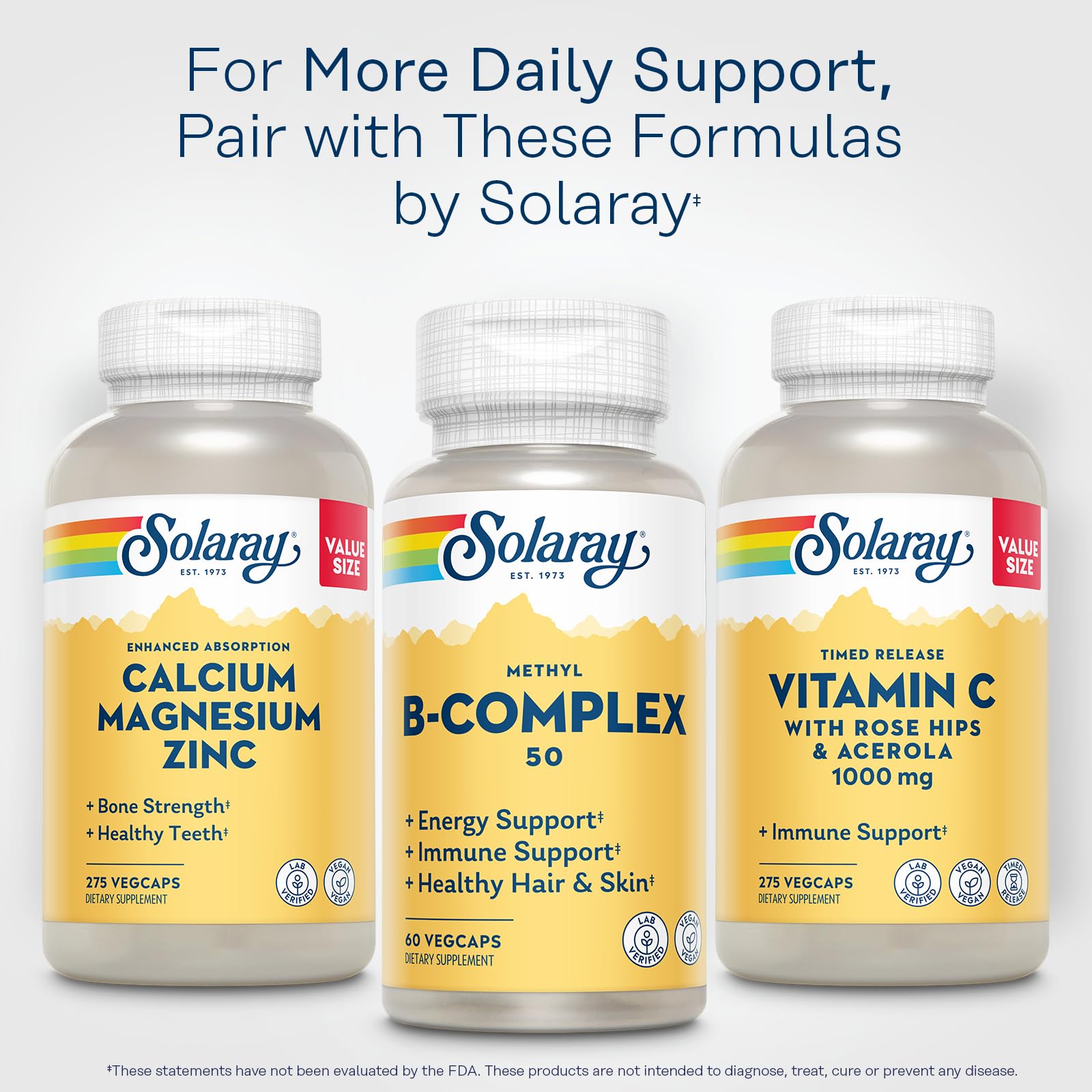 SOLARAY Methylated B Complex Vitamins 60 Capsules on a wooden table