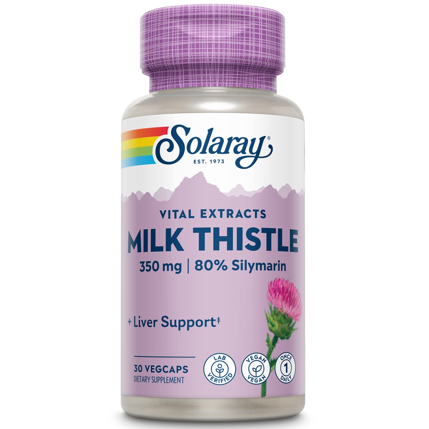 SOLARAY Milk Thistle 350mg supplement front view