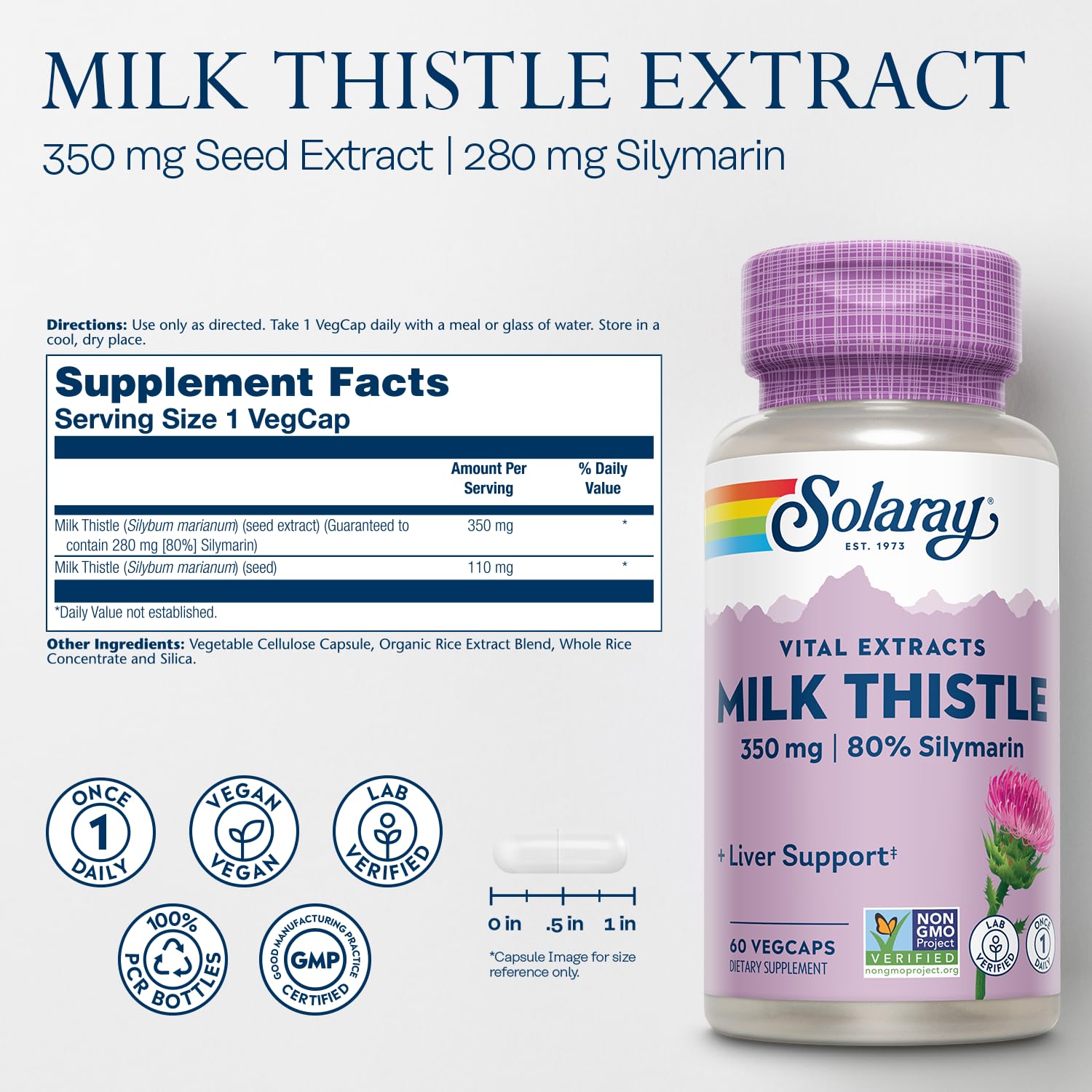 SOLARAY Milk Thistle Extract 350mg bottle with label