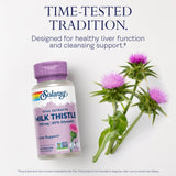 SOLARAY Milk Thistle Extract 350mg capsule on a wooden surface