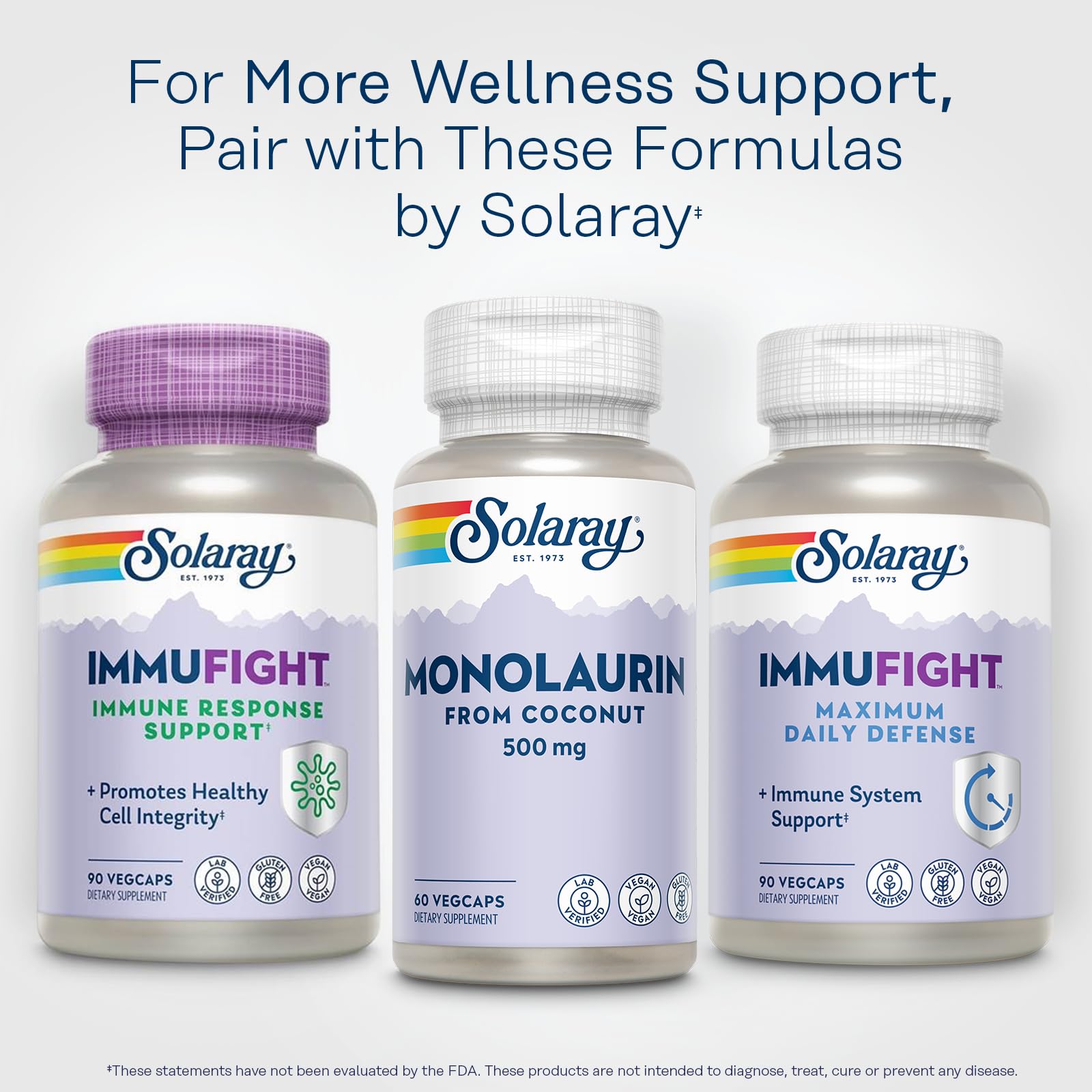 SOLARAY Monolaurin 500mg VegCaps packaging close-up
