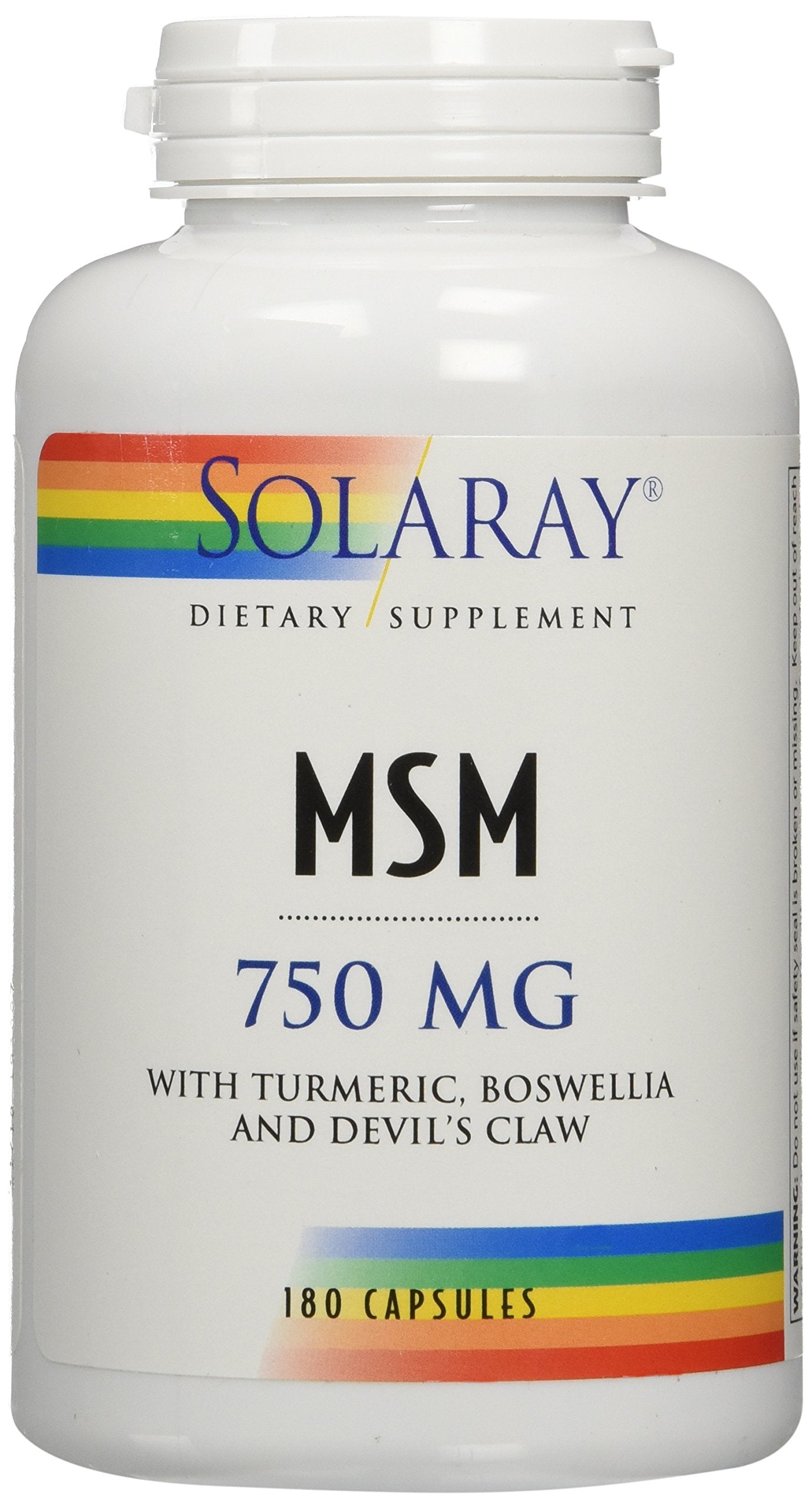 SOLARAY MSM Supplement 163g back view with dosage information