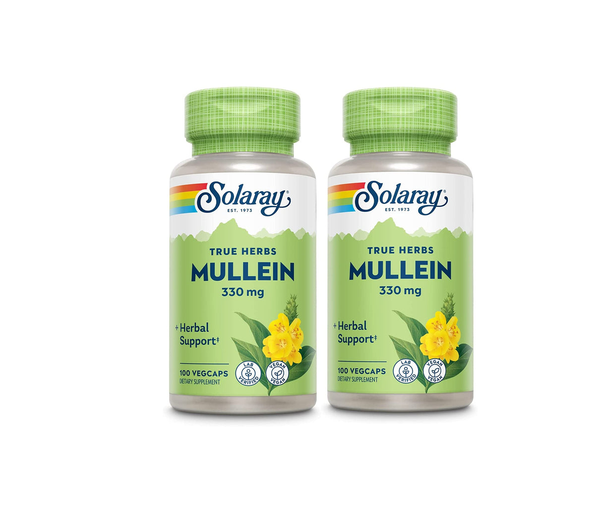 SOLARAY Mullein Leaf Capsules front view in eco-friendly packaging