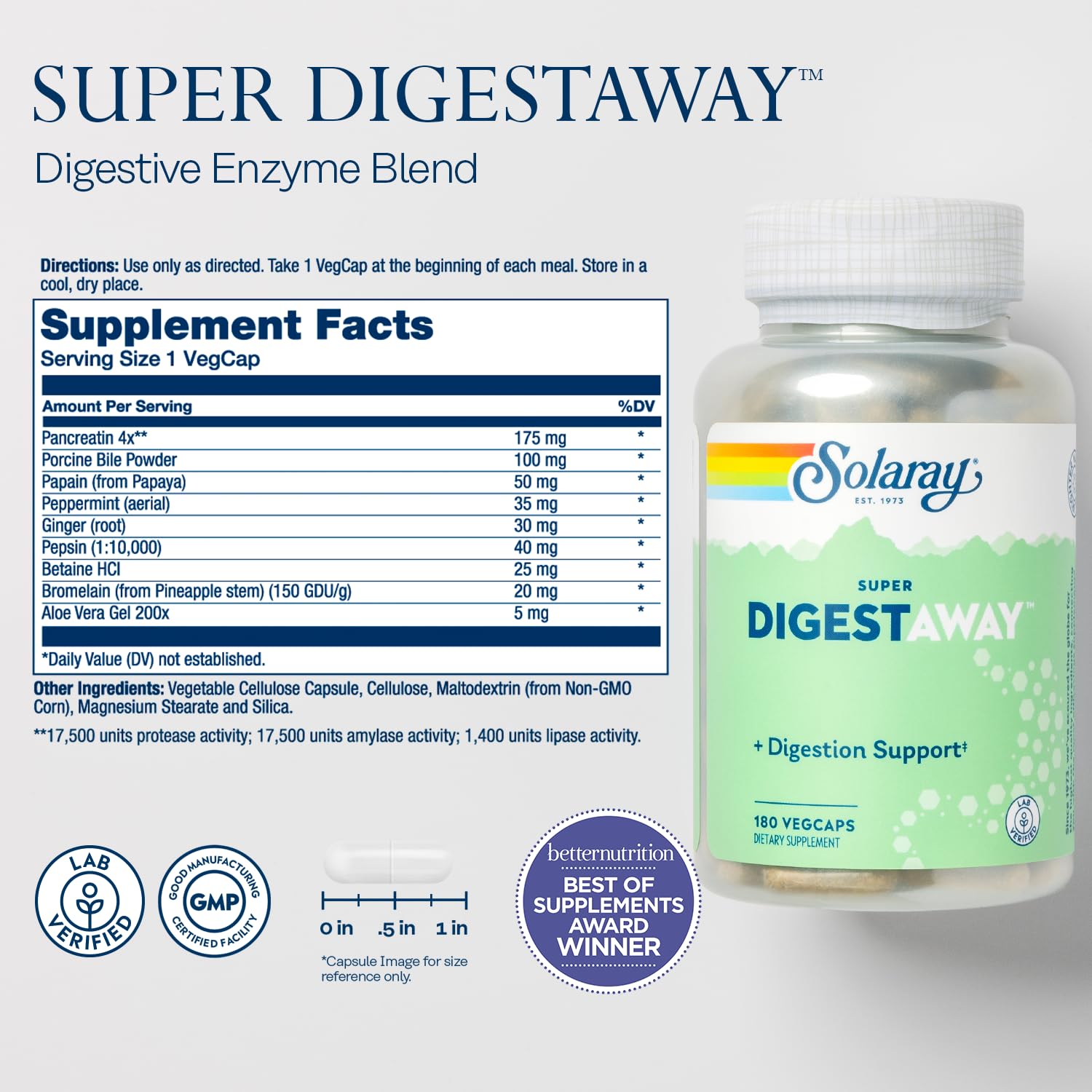 SOLARAY Multi-Enzymes Supplement 68g back view
