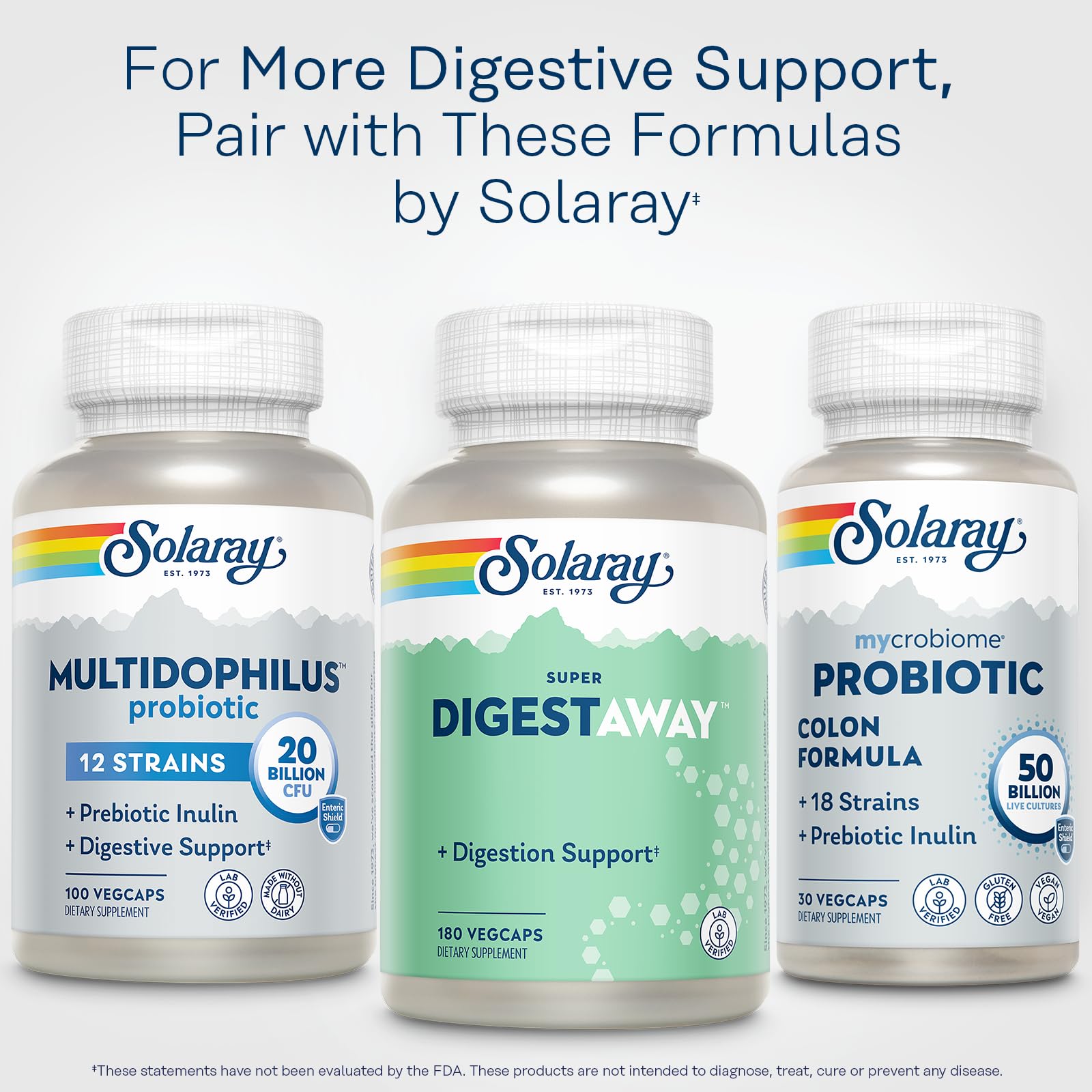 SOLARAY Multi-Enzymes Supplement 68g on a wooden table