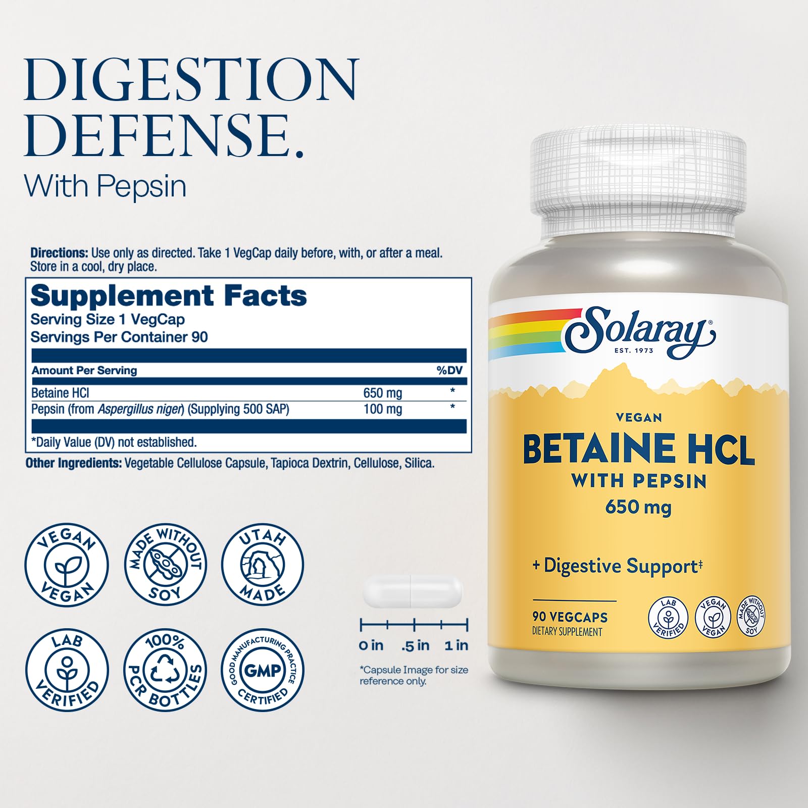 SOLARAY Multi-Enzymes Supplement side view showing label